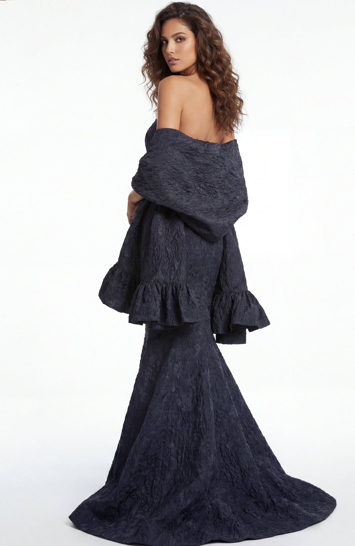 Jovani -41133B Strapless Textured Mermaid Evening Gown