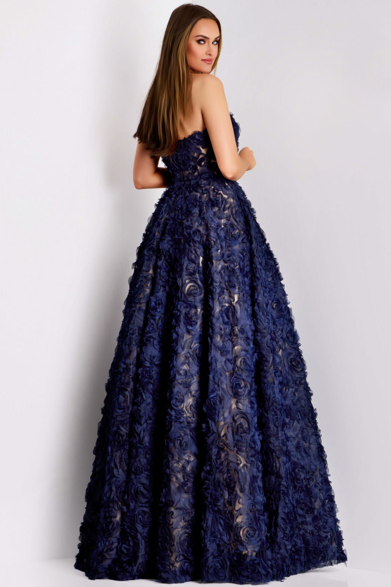 Jovani -41188 Strapless Floral Embroidered Gown