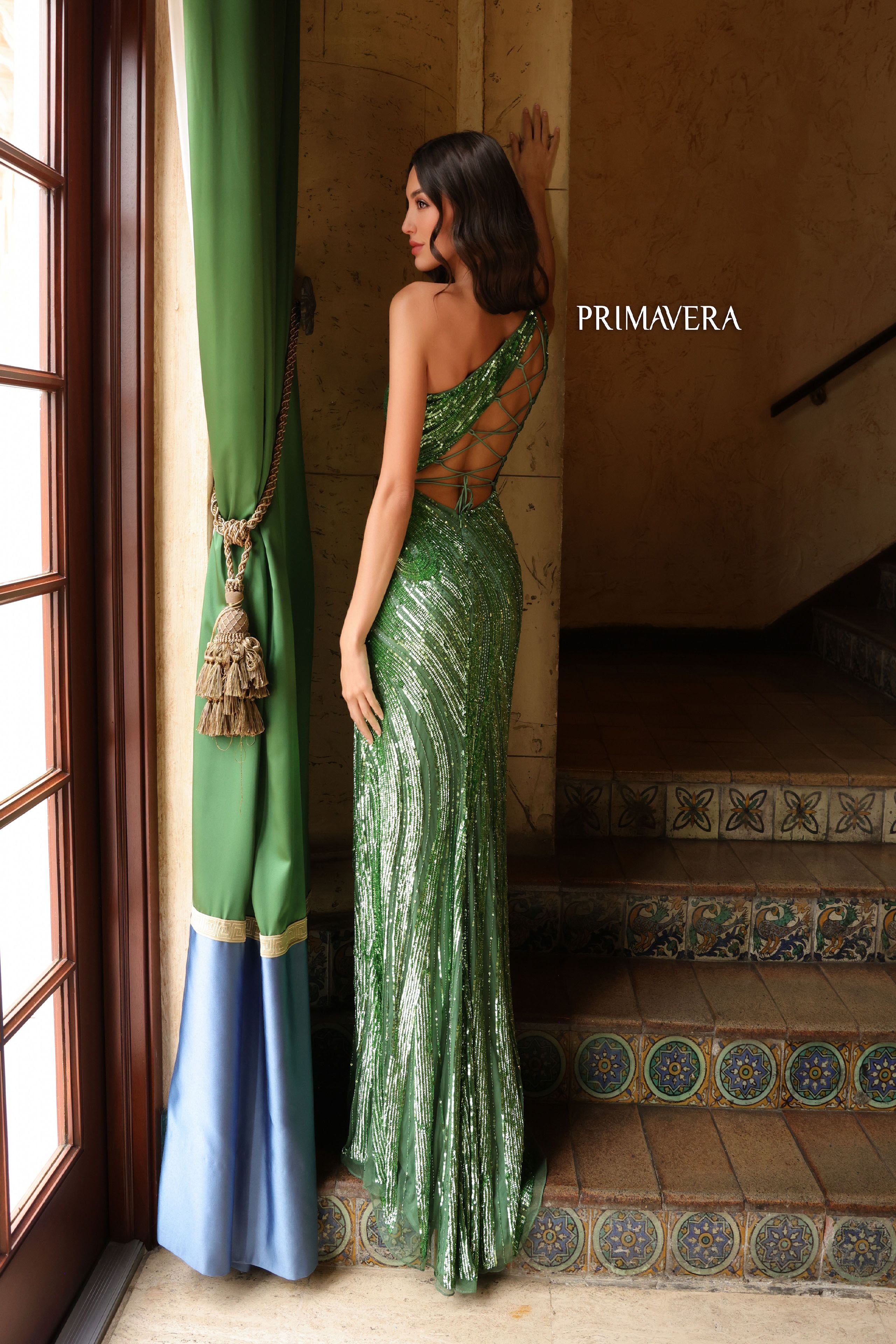 Primavera Couture -4152 Sequin Beaded One Shoulder Prom Dress