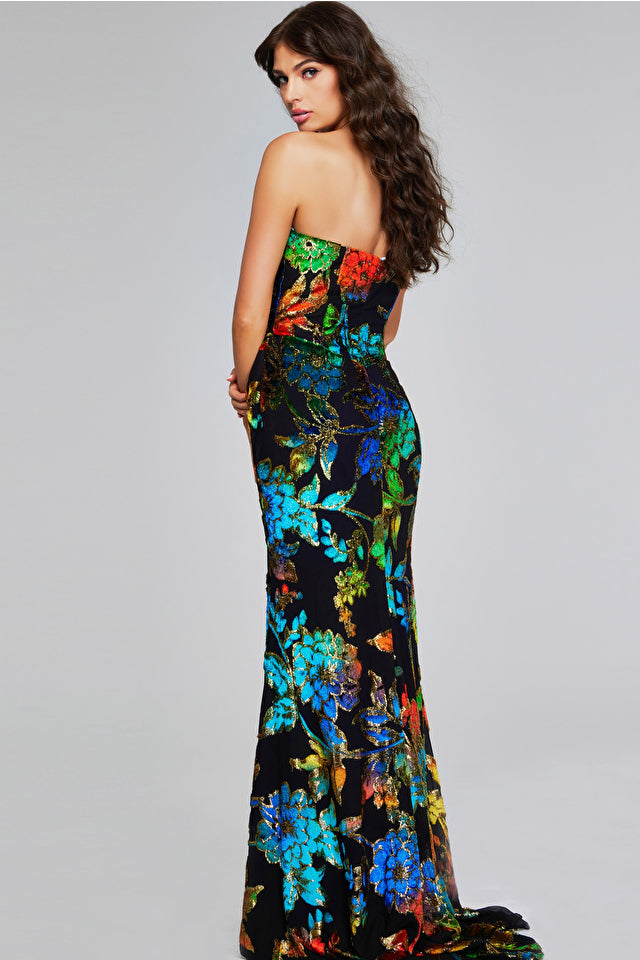 Jovani -42164 Strapless Floral Multi Color Dress