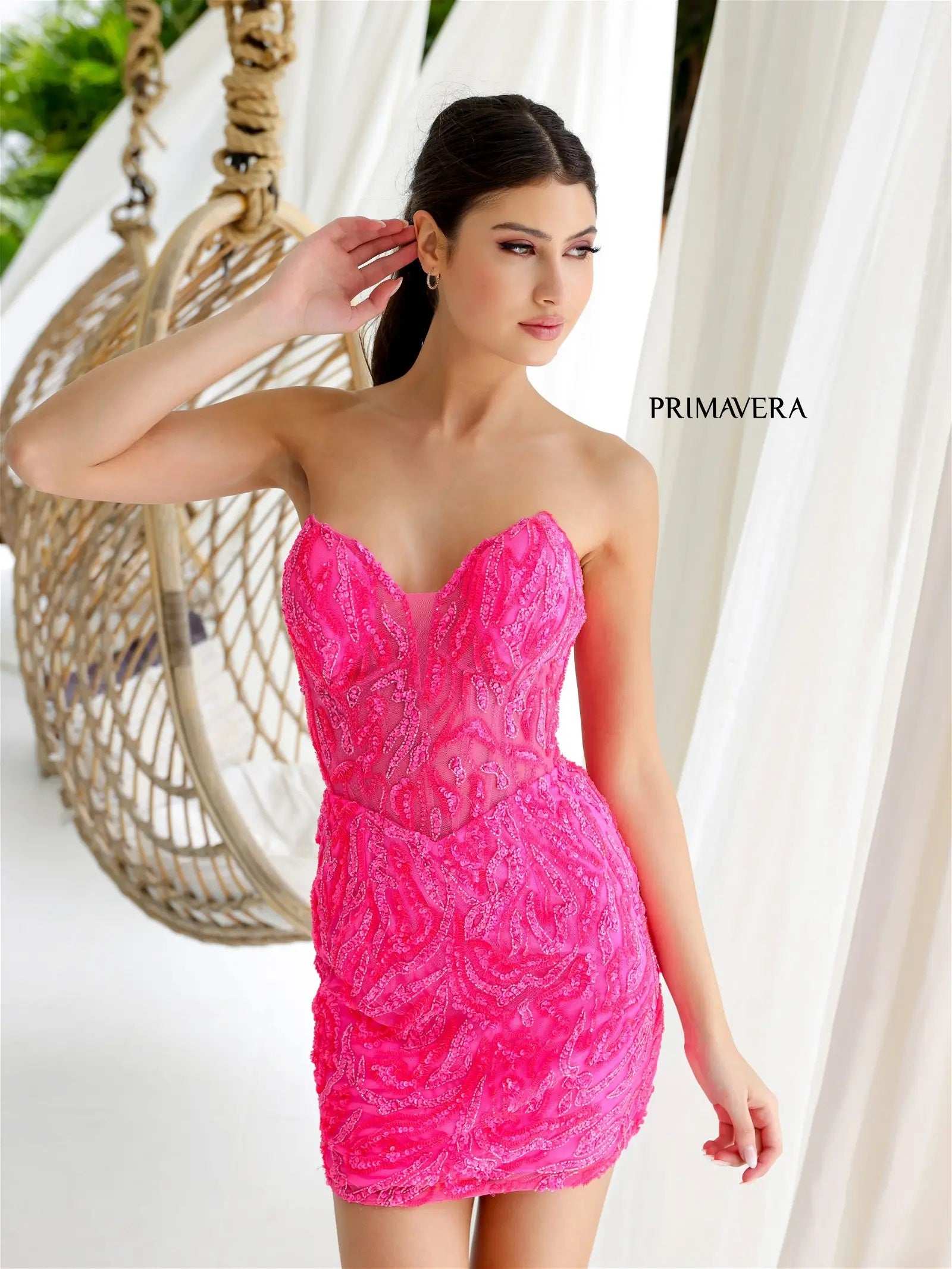 Primavera Couture -4222 Strapless Sequin Short Cocktail Dress