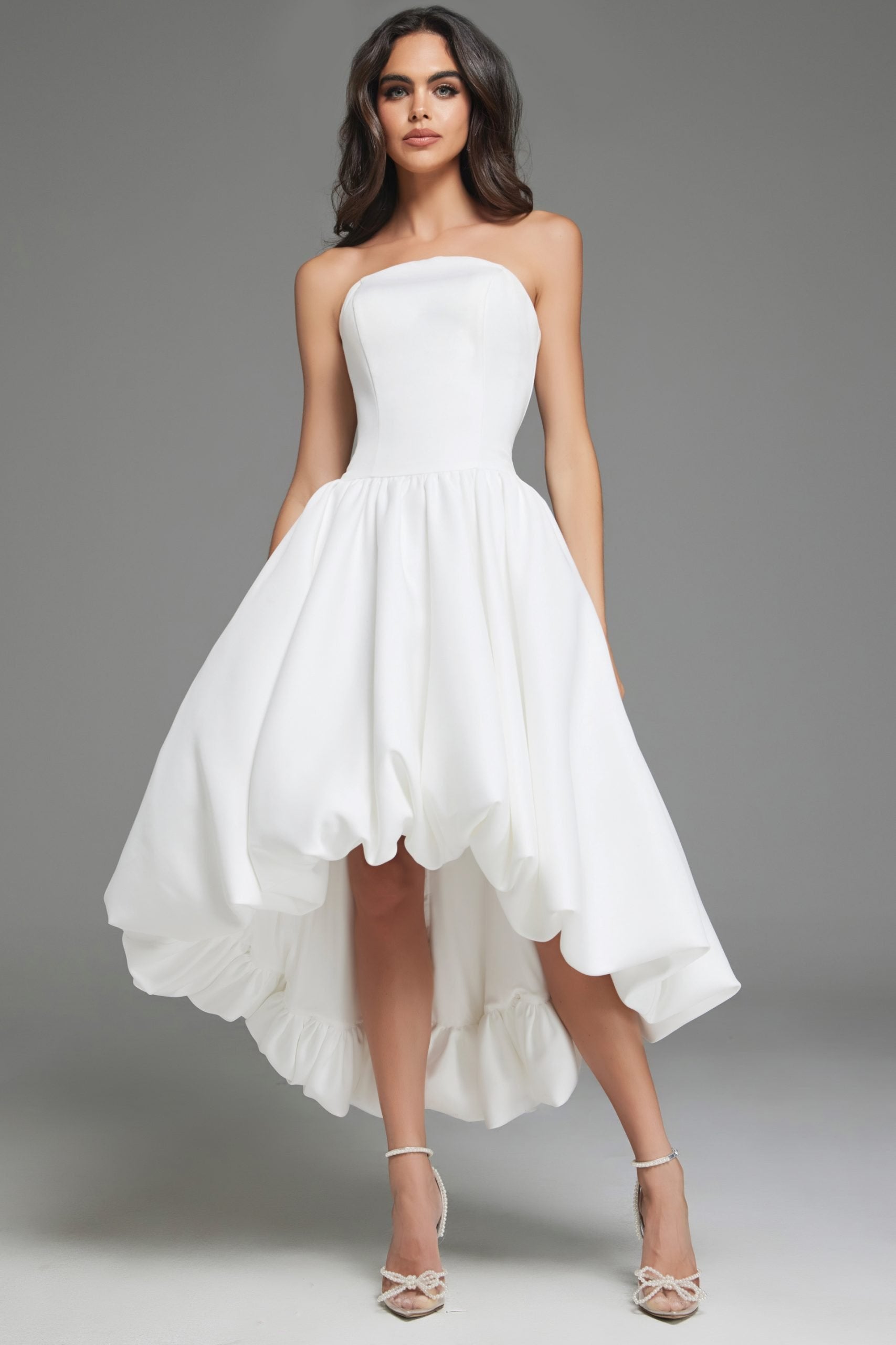 Jovani -42345 Strapless Asymmetrical High-Low Dress with Full Skirt