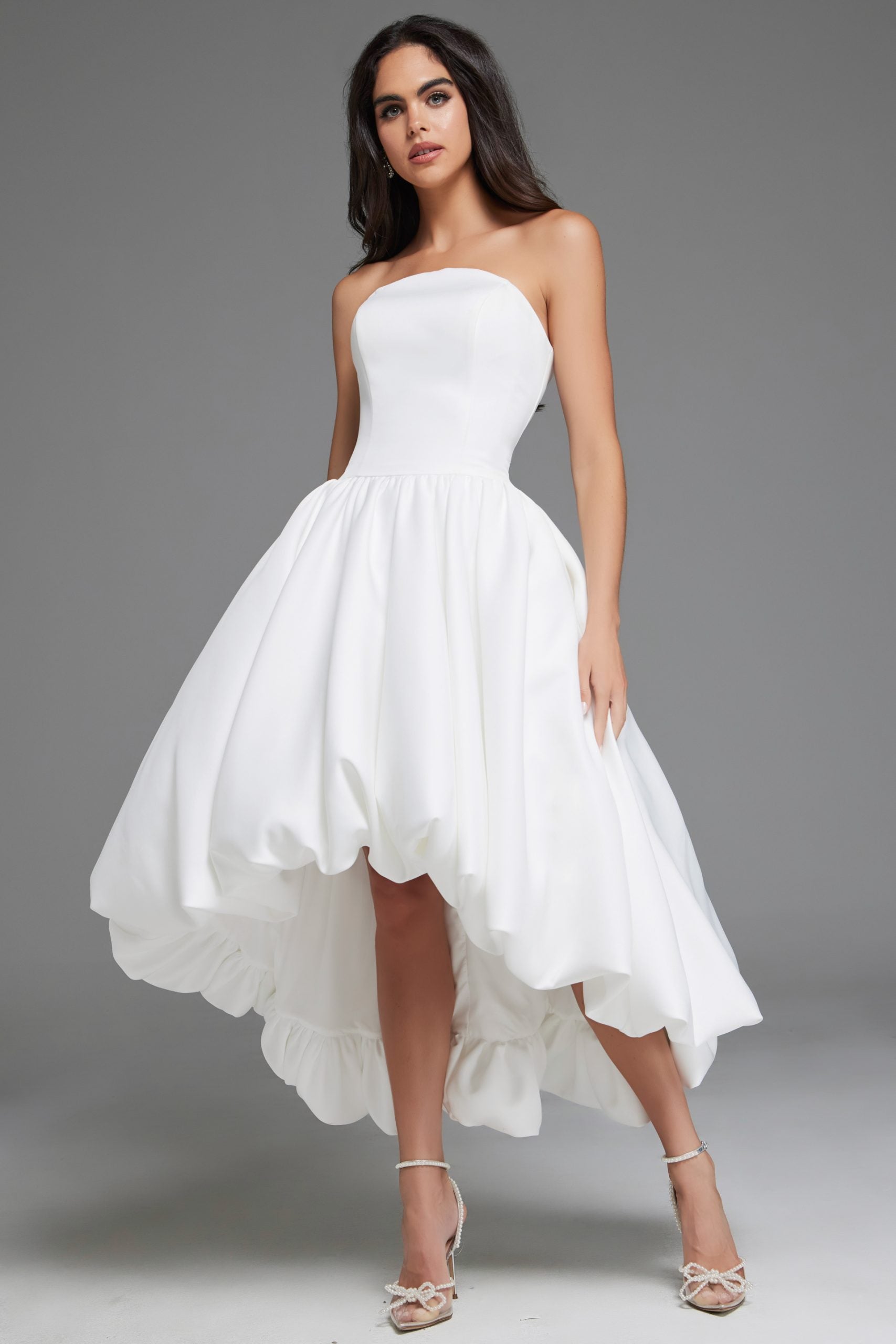 Jovani -42345 Strapless Asymmetrical High-Low Dress with Full Skirt