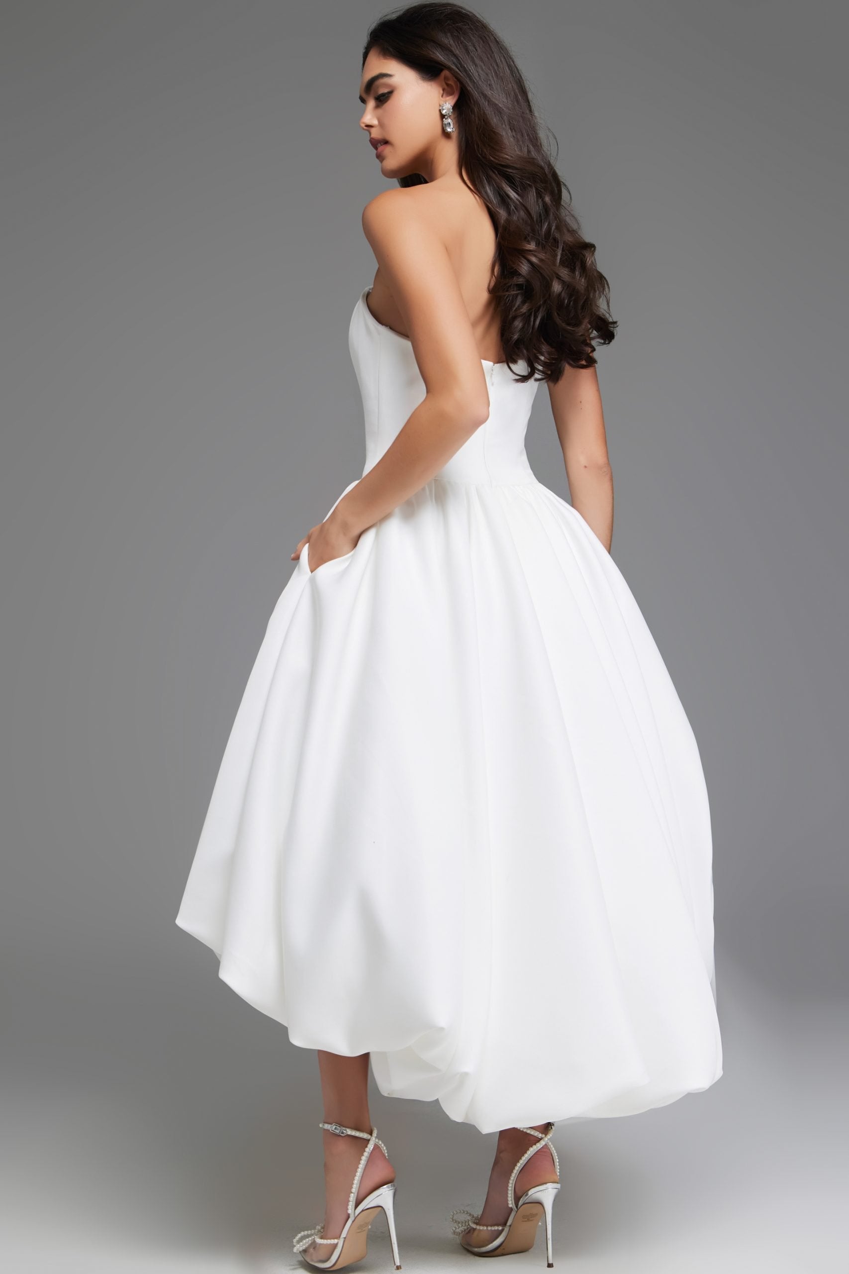 Jovani -42345 Strapless Asymmetrical High-Low Dress with Full Skirt