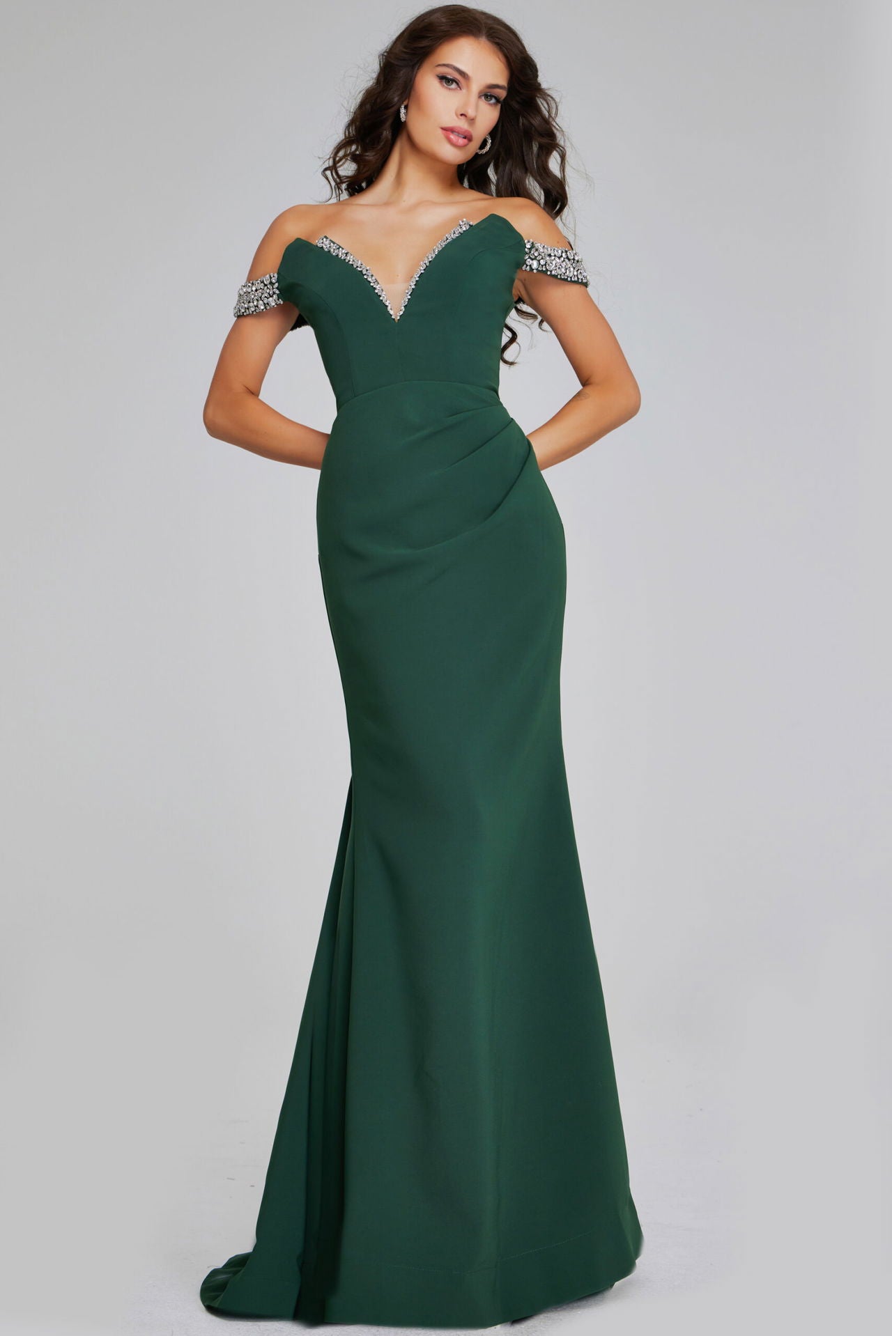 Jovani -42394B Elegant Off-Shoulder Mermaid Gown