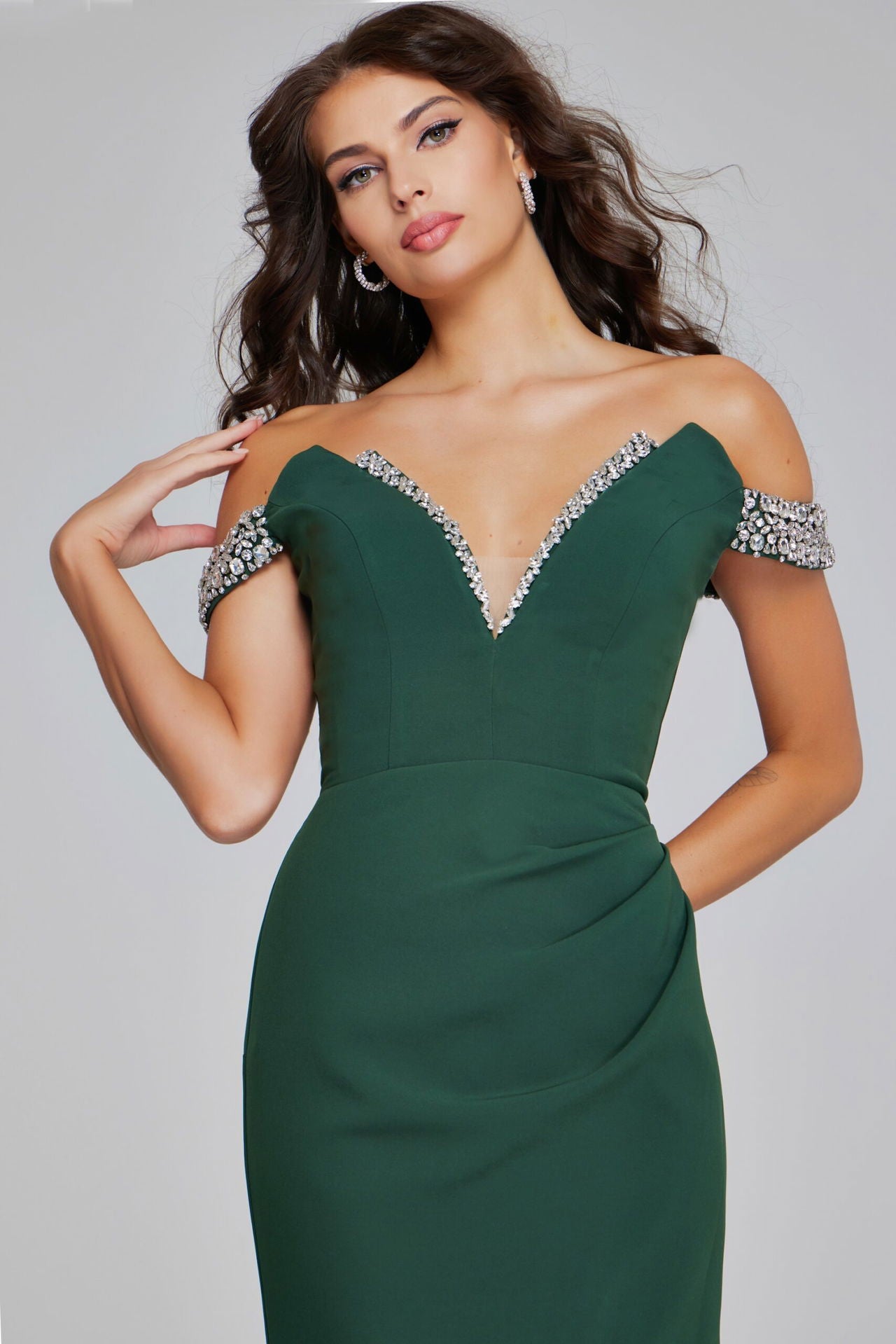 Jovani -42394B Elegant Off-Shoulder Mermaid Gown