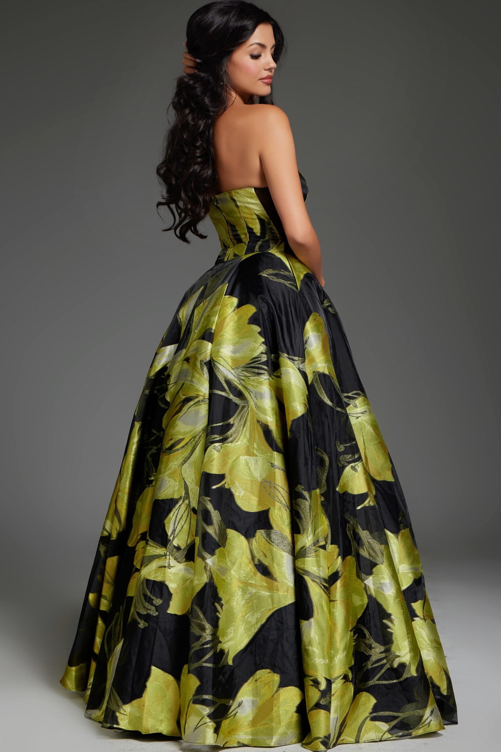 Jovani -42435 Strapless A-Line Floral Print Ball Gown