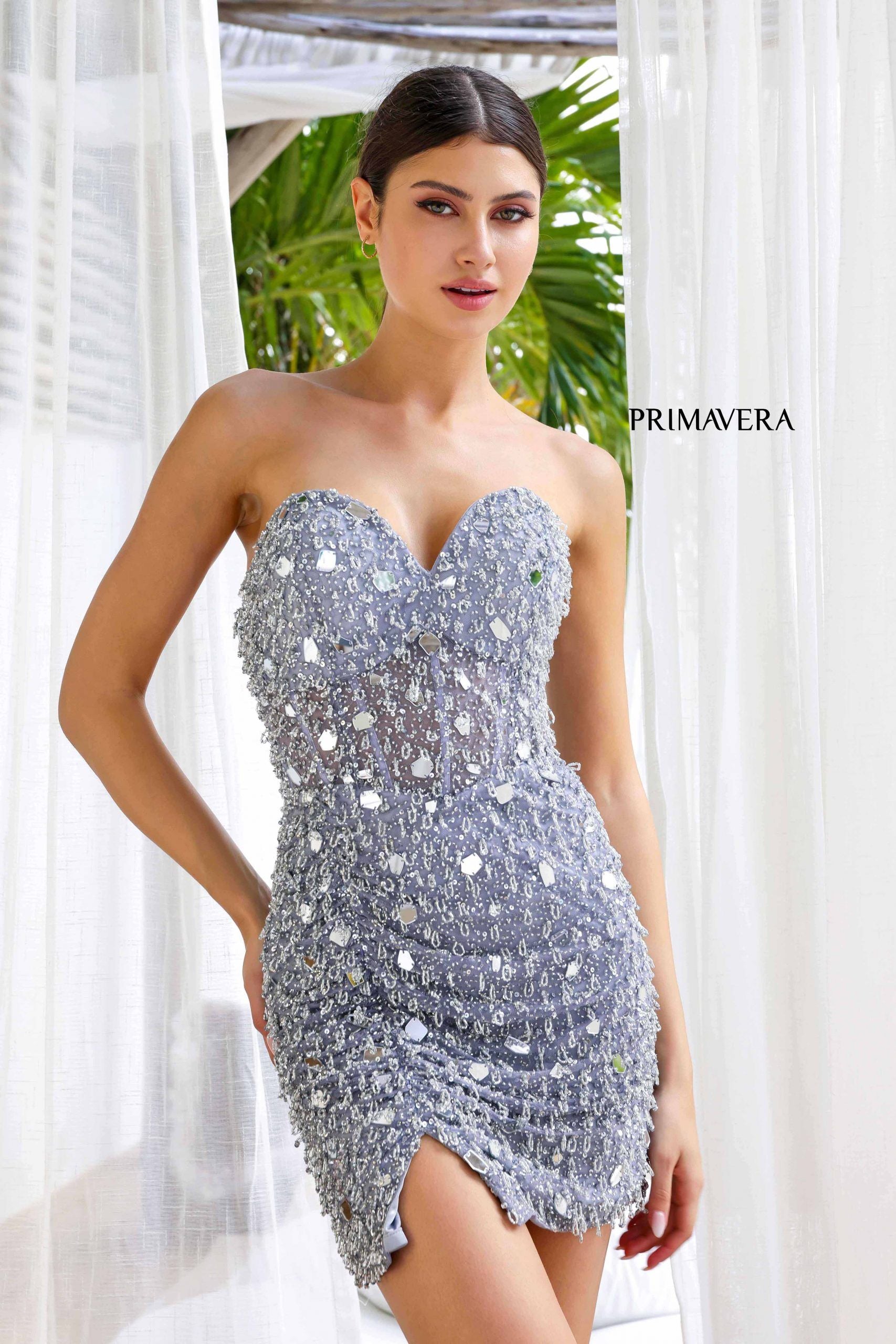 Primavera Couture -4252 Strapless Beaded Short Cocktail Dress