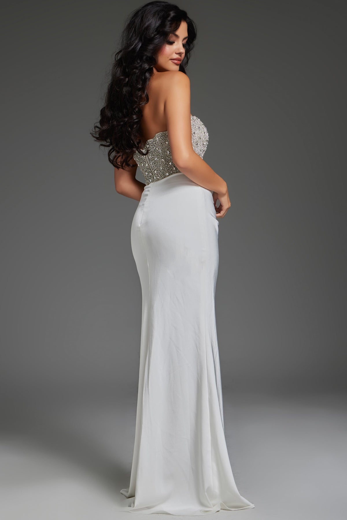 Jovani -42637B Beaded Strapless Sweetheart Sheath Prom Dress