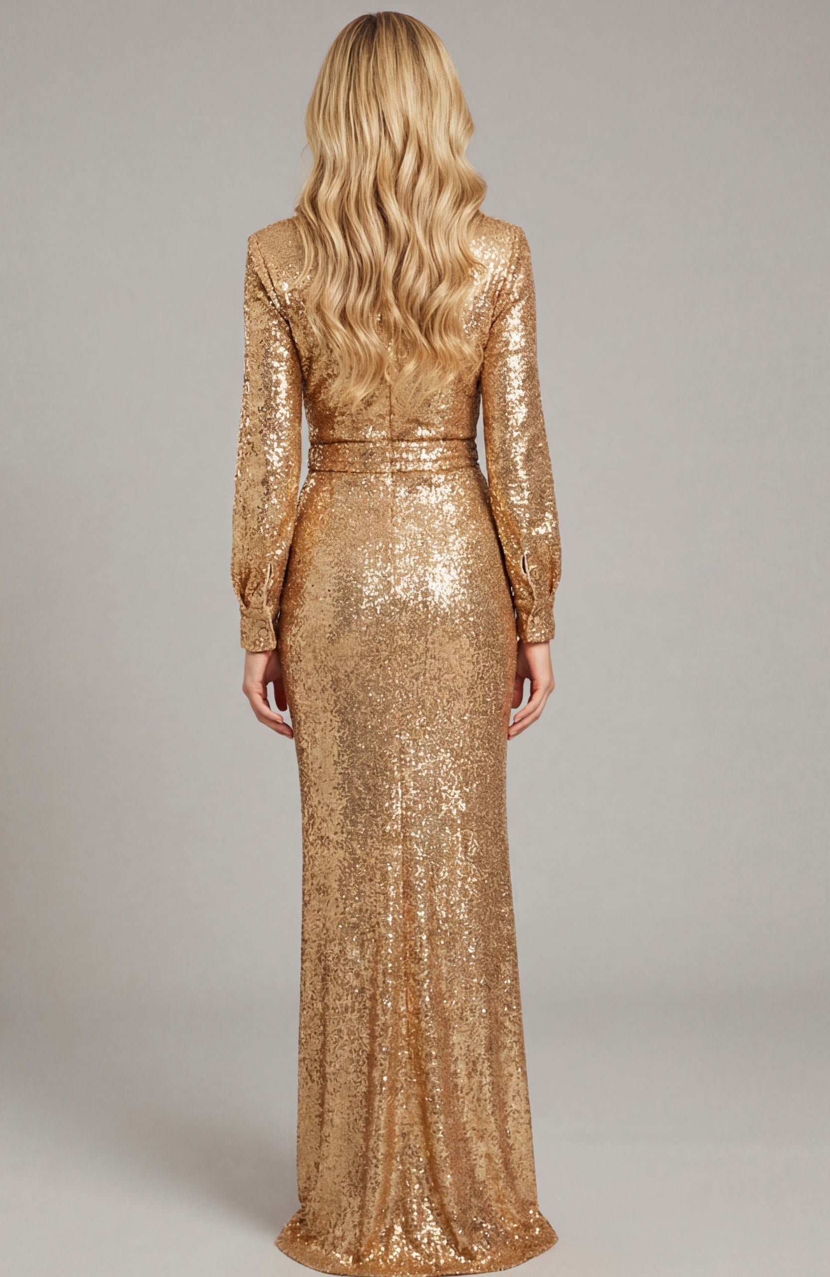Jovani -42706 Sequin Long Sleeve Sheath Gown