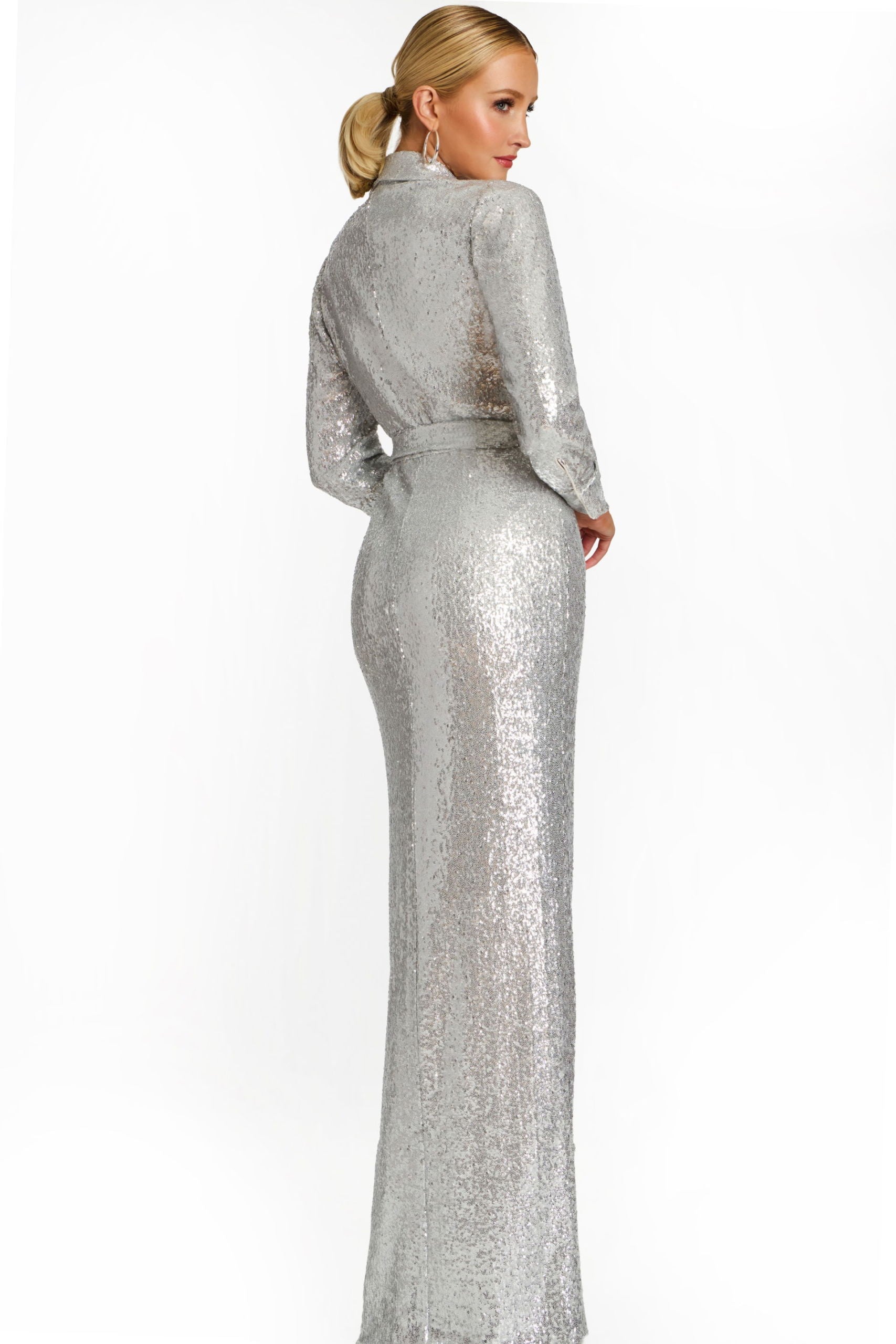 Jovani -42706 Sequin Long Sleeve Sheath Gown