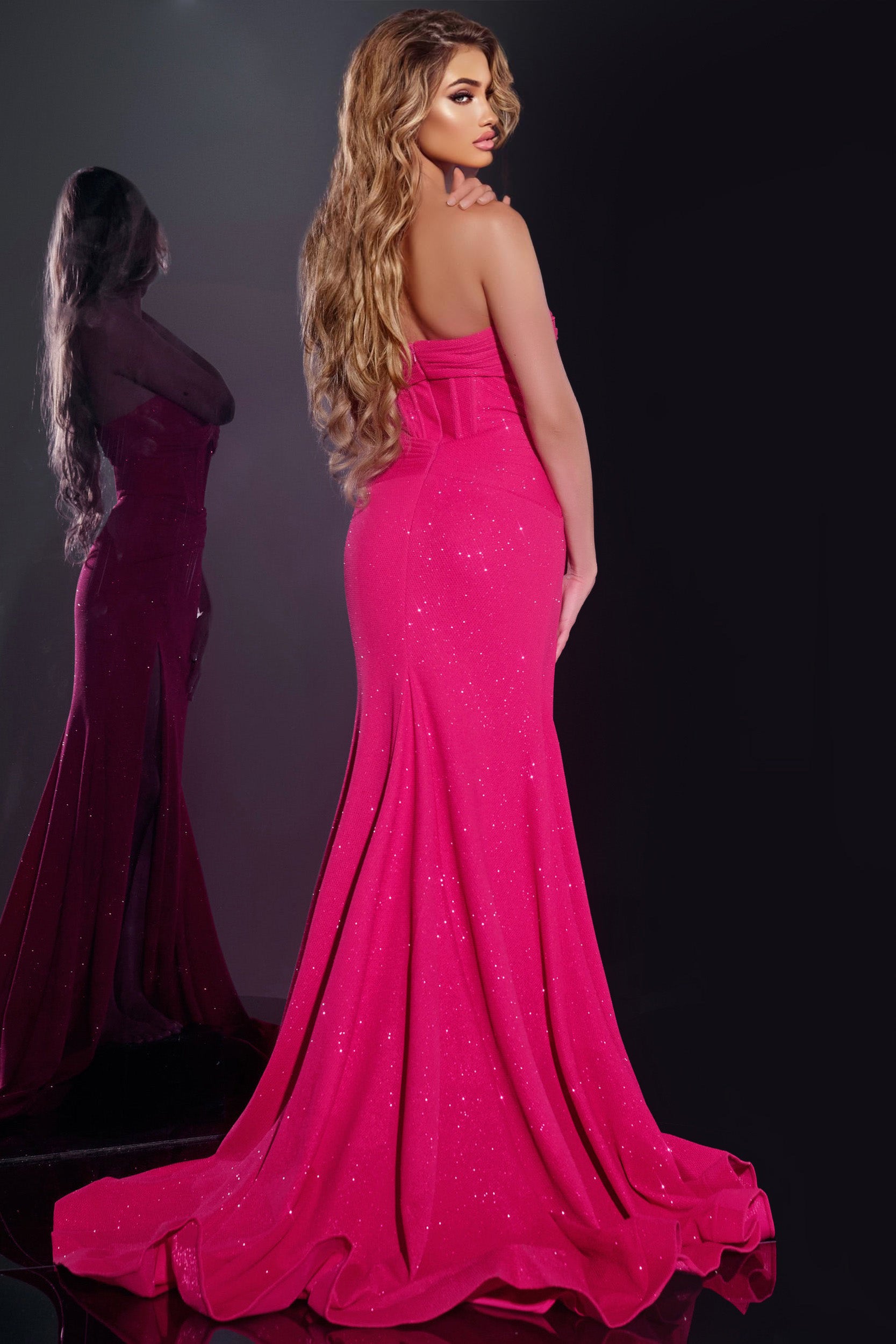 Jovani -43065 Strapless Prom Gown with Sparkling Details and High Slit