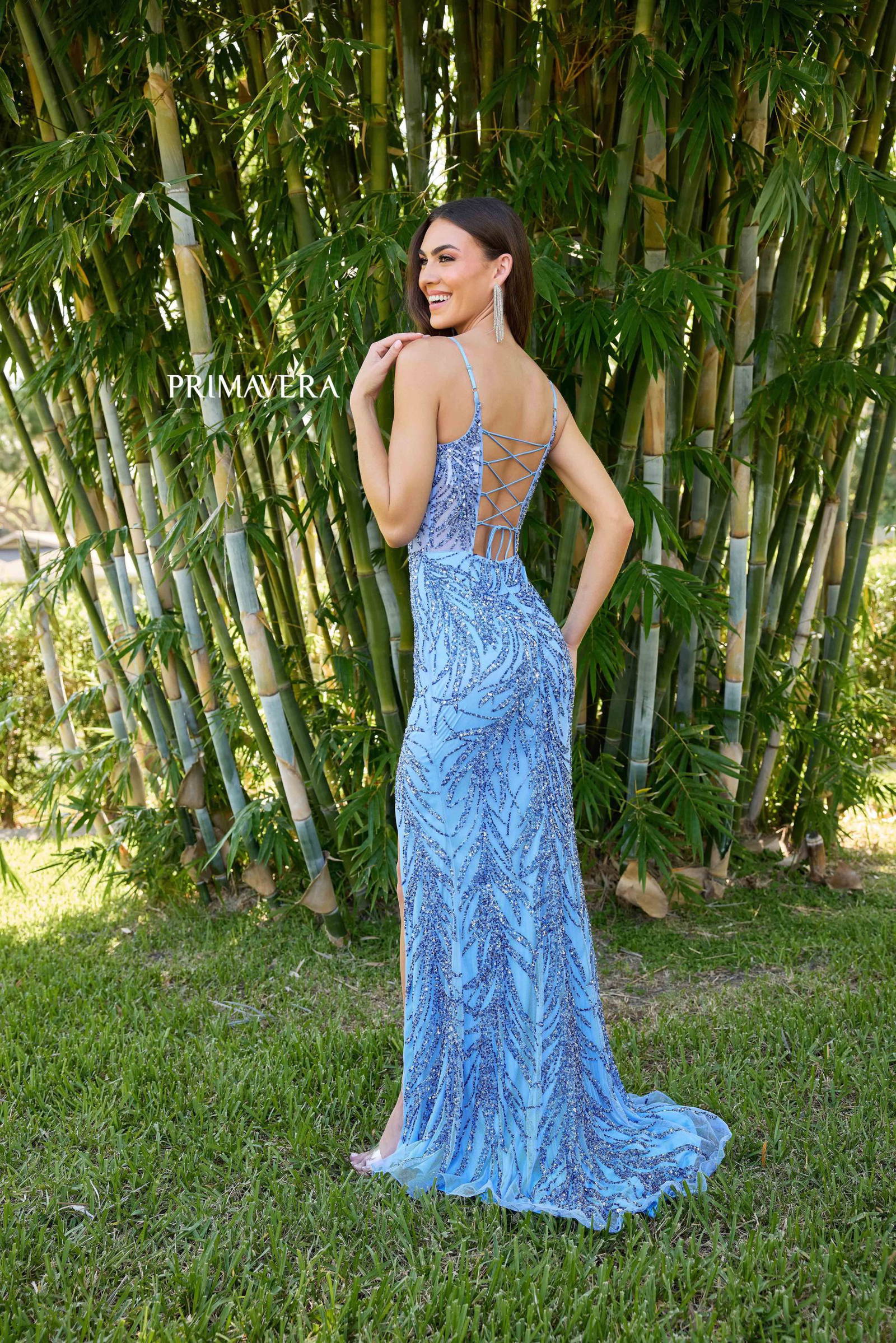 Primavera Couture -4310 Scoop Neck Beaded Prom Dress