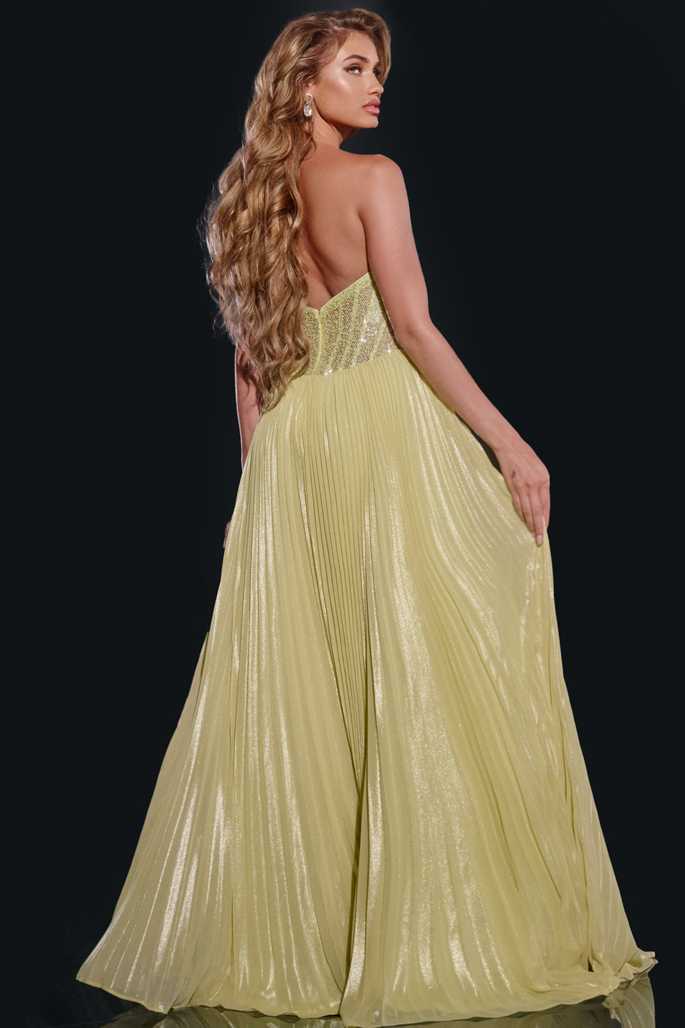 Jovani -43115 Pleated Prom Gown with Sequin Bodice