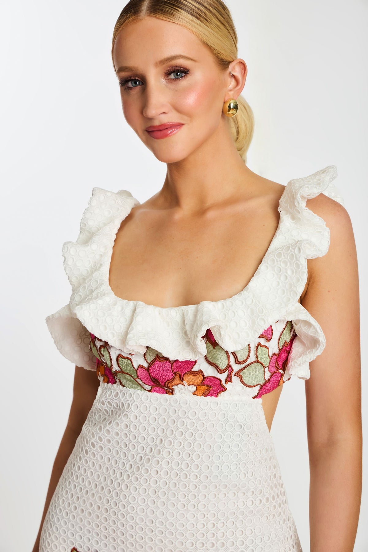Jovani -43150 Floral Embroidered Ruffle Short Dress