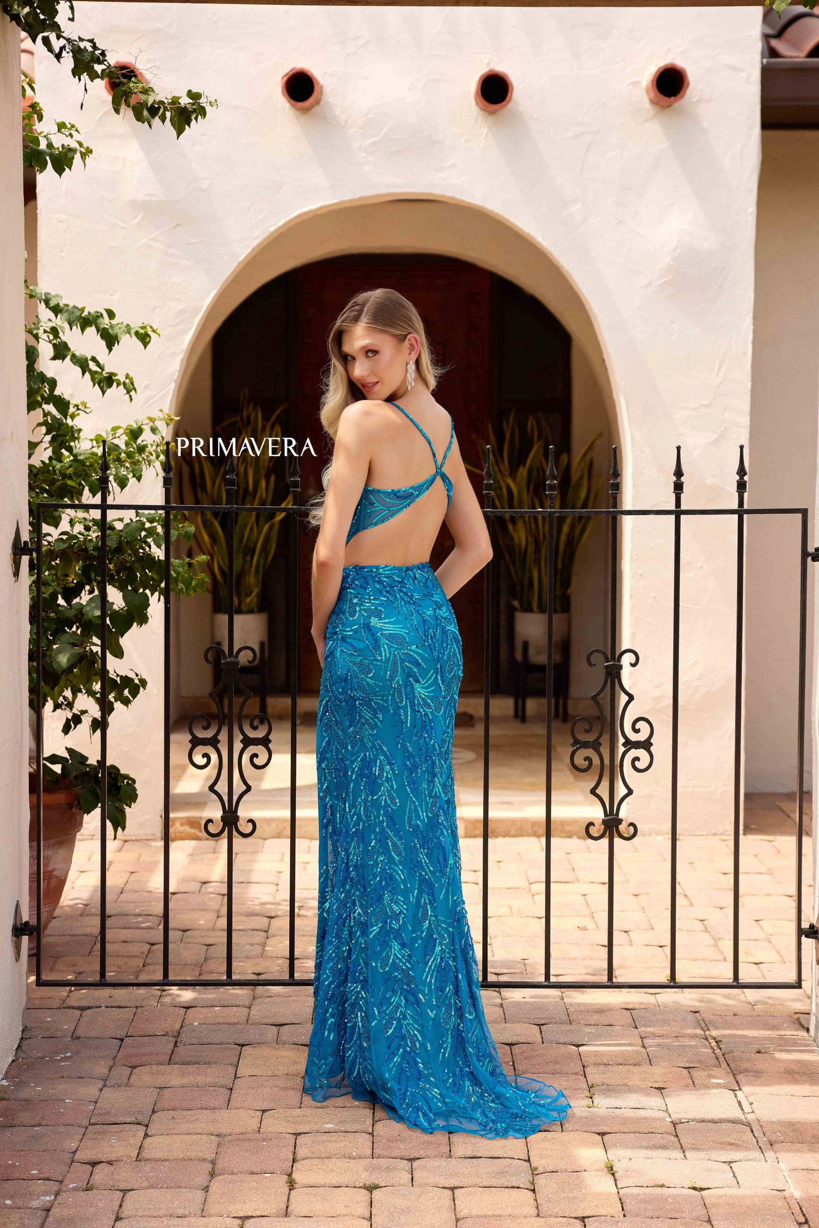 Primavera Couture -4316 V-Neck Cutout Prom Dress