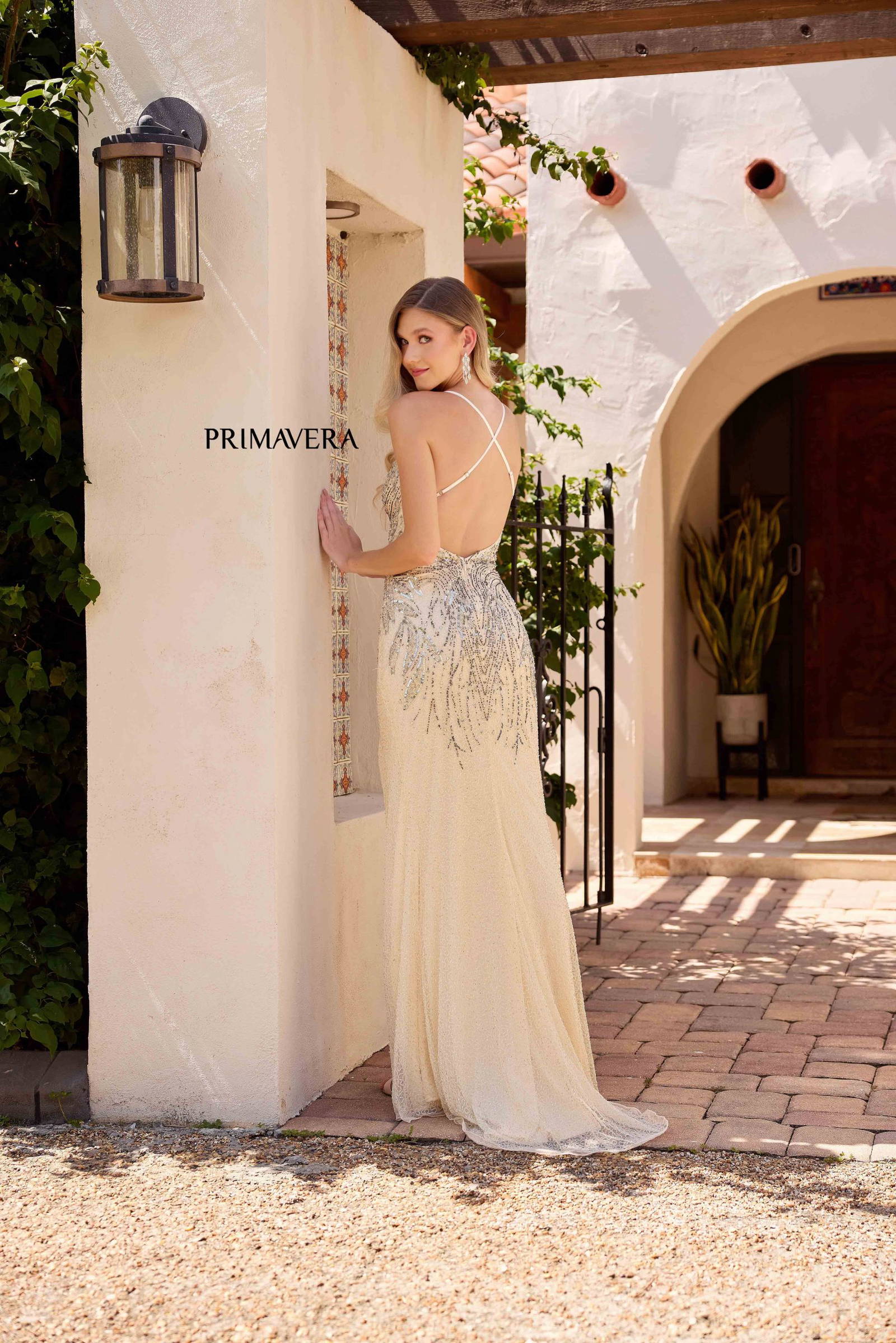 Primavera Couture -4318 Embellished Pattern Prom Dress