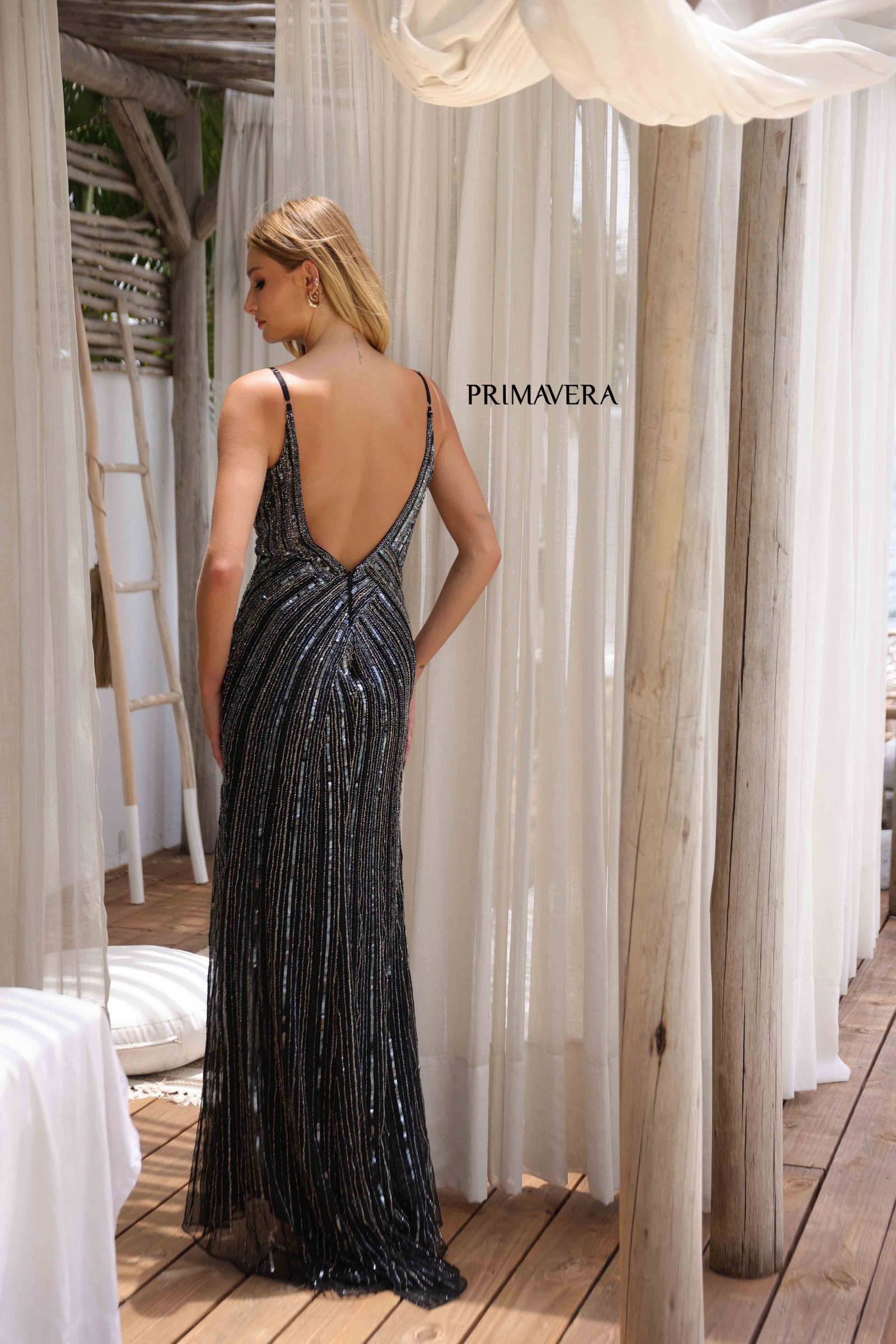 Primavera Couture -4322 Plunging sheath Prom Dress