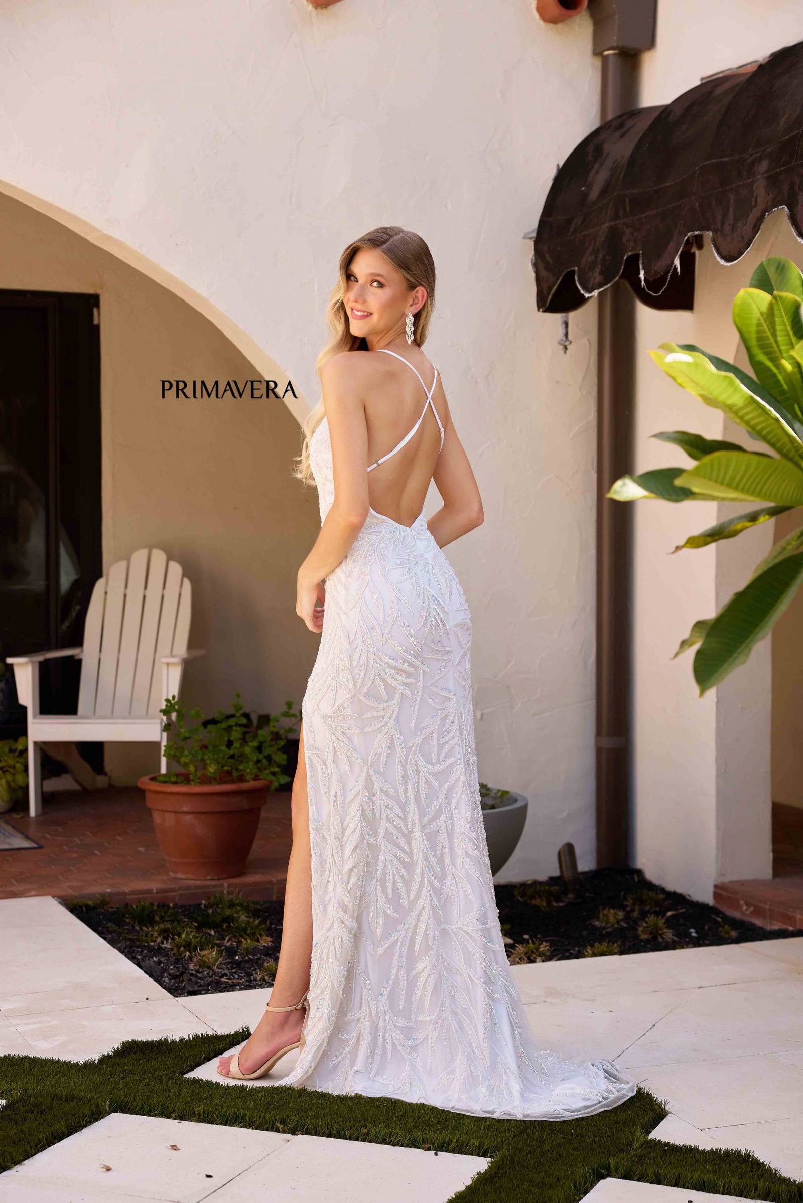 Primavera Couture -4332 Crisscross Back Prom Dress