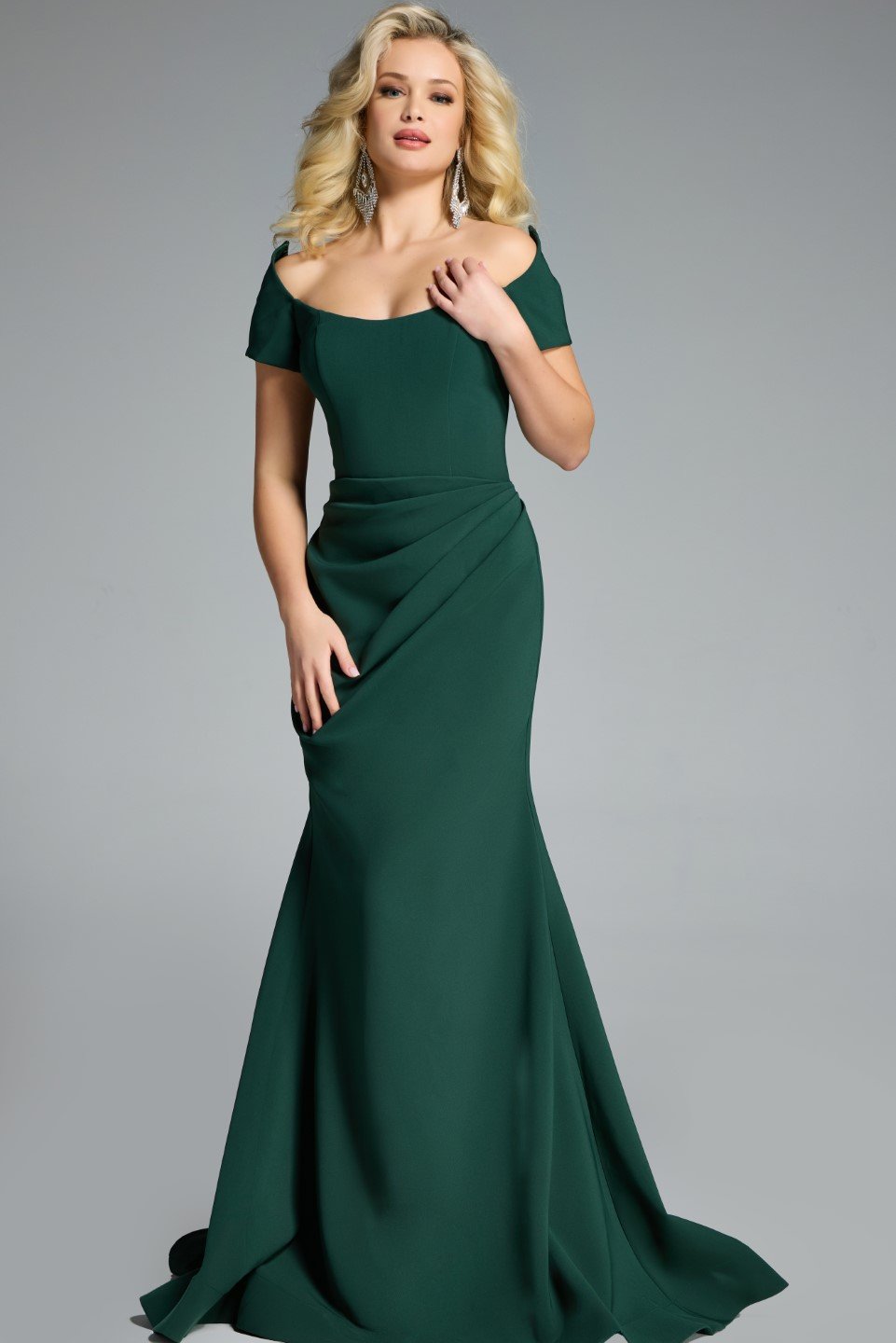 Jovani -43370 Mermaid Off-the-Shoulder Ruched Mermaid Gown