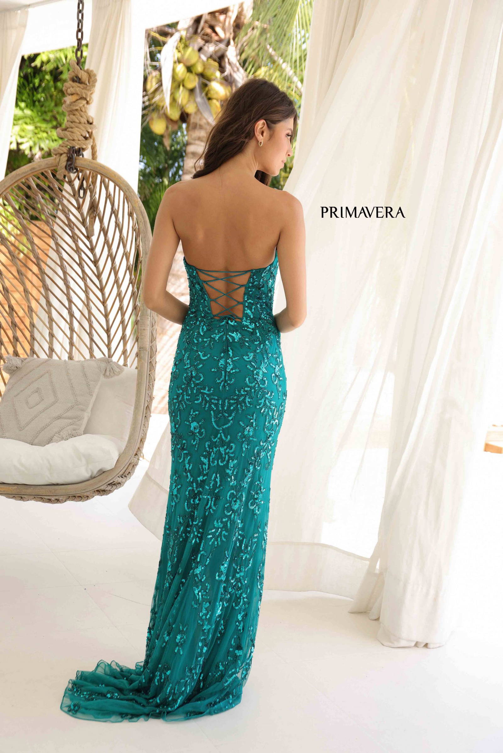 Primavera Couture -4347 Beaded Sequin Strapless Prom Dress