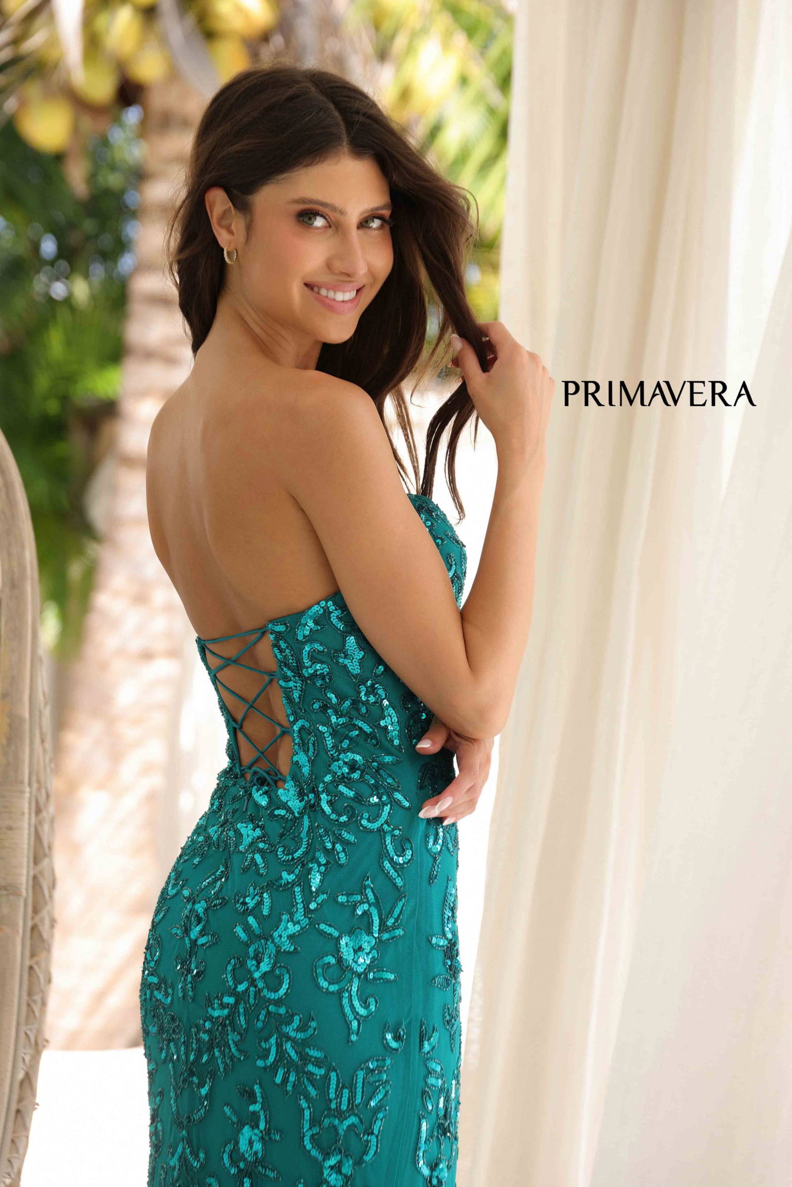 Primavera Couture -4347 Beaded Sequin Strapless Prom Dress