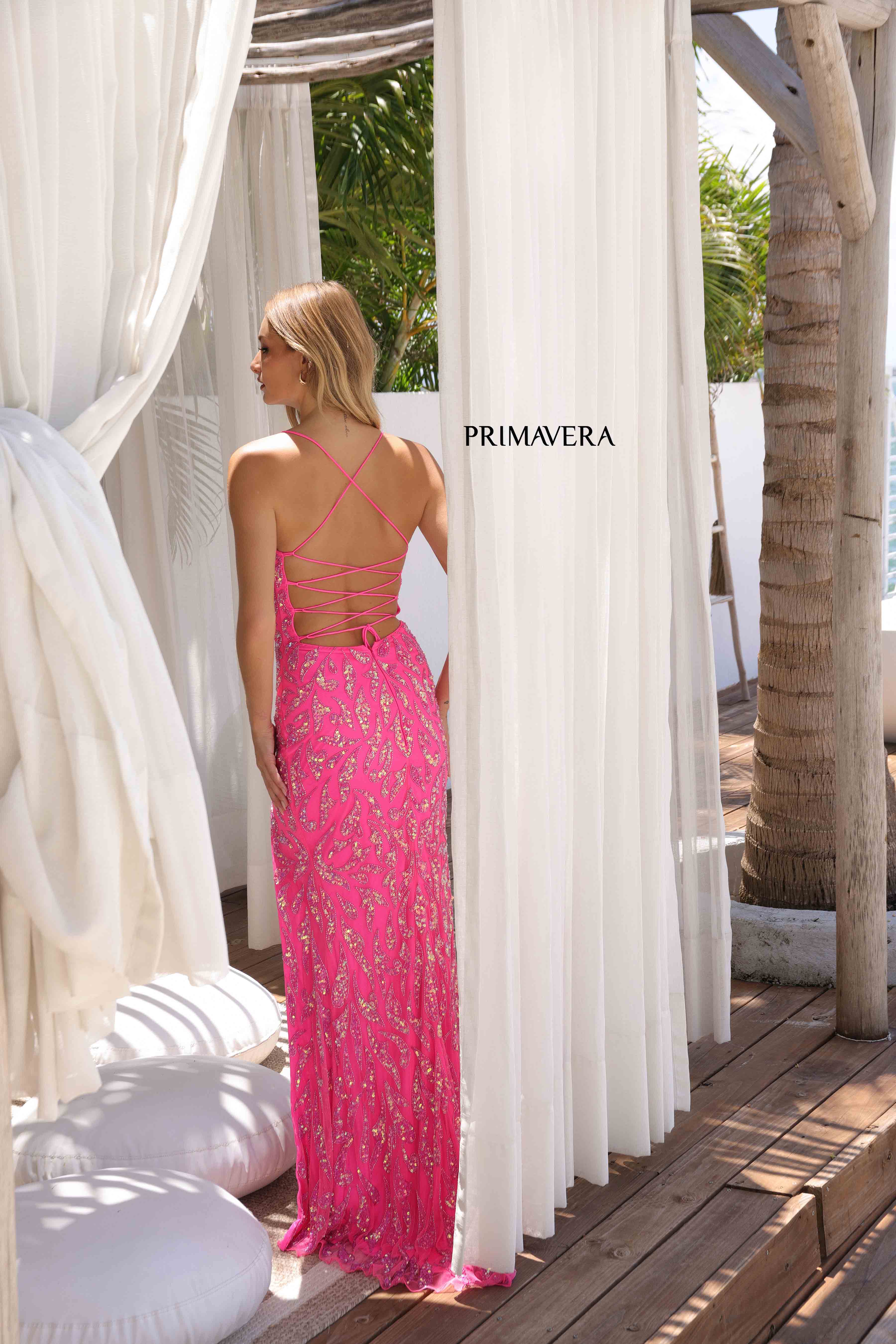 Primavera Couture -4359 Strappy Back Embellished Prom Dress