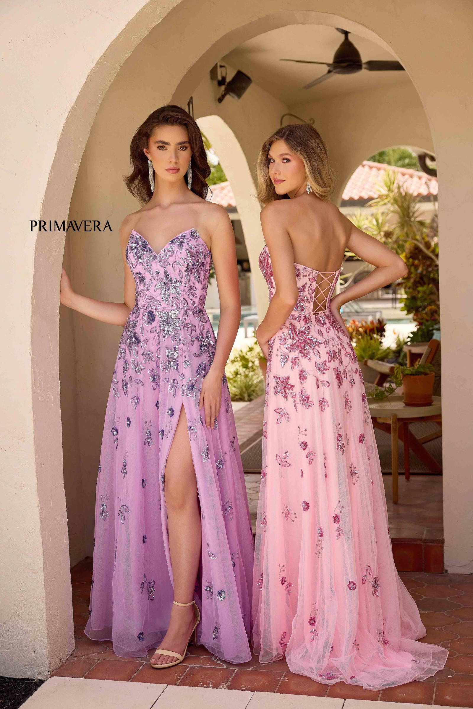 Primavera Couture -4361 Strapless Lace-Up Back Prom Dress