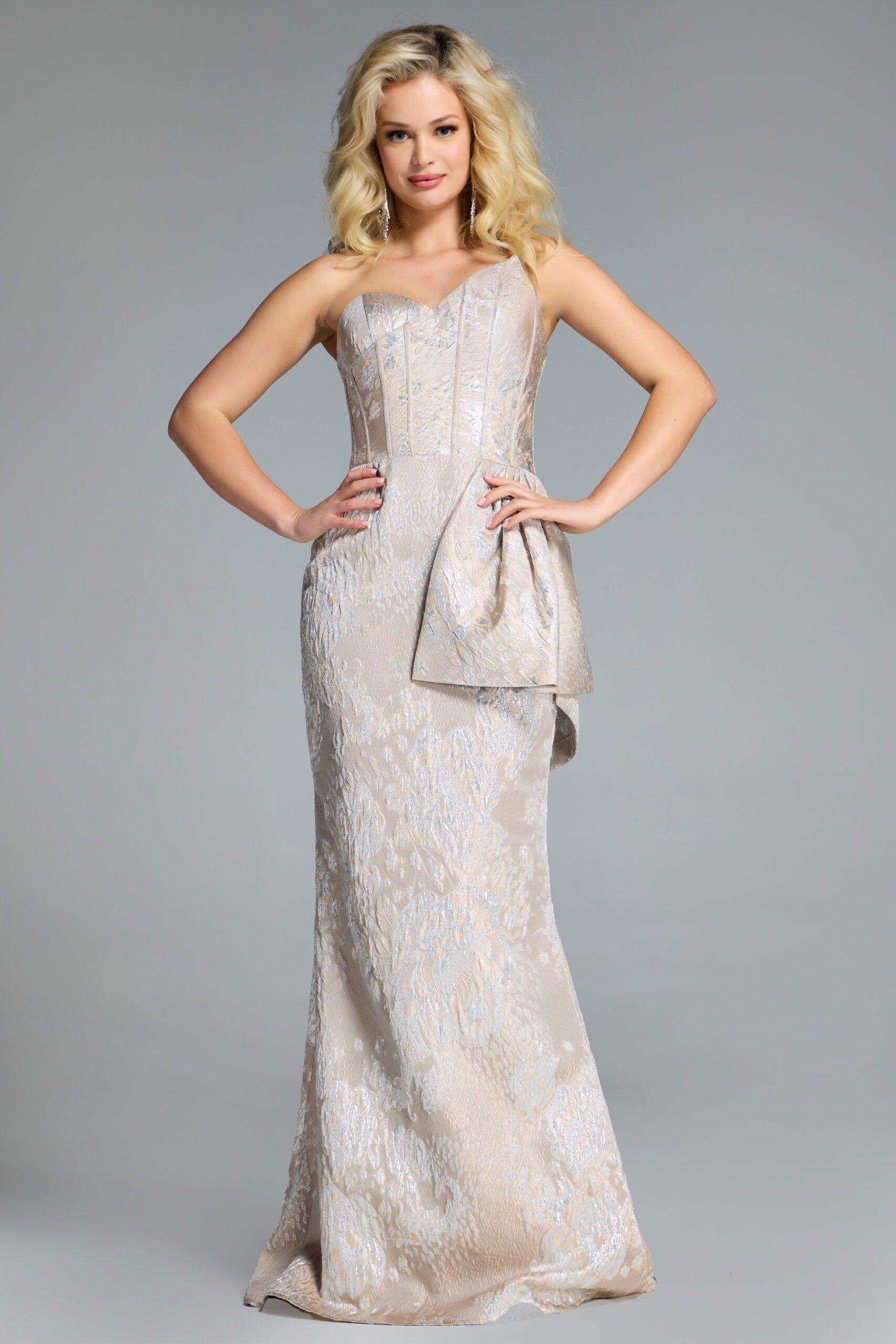 Jovani -43671 Strapless Brocade Evening Gown