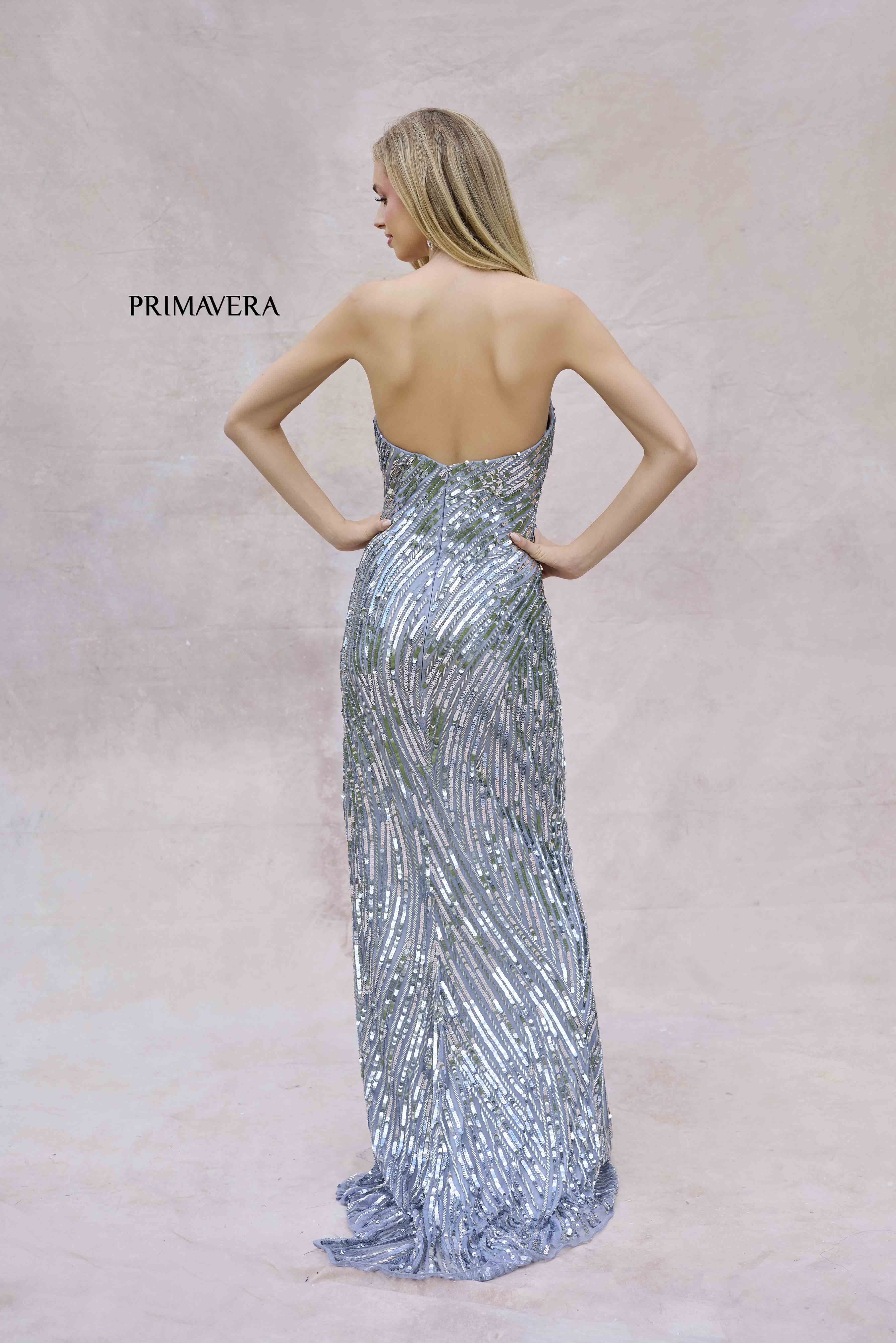 Primavera Couture -4376 Scoop Neckline Sequin Prom Gown