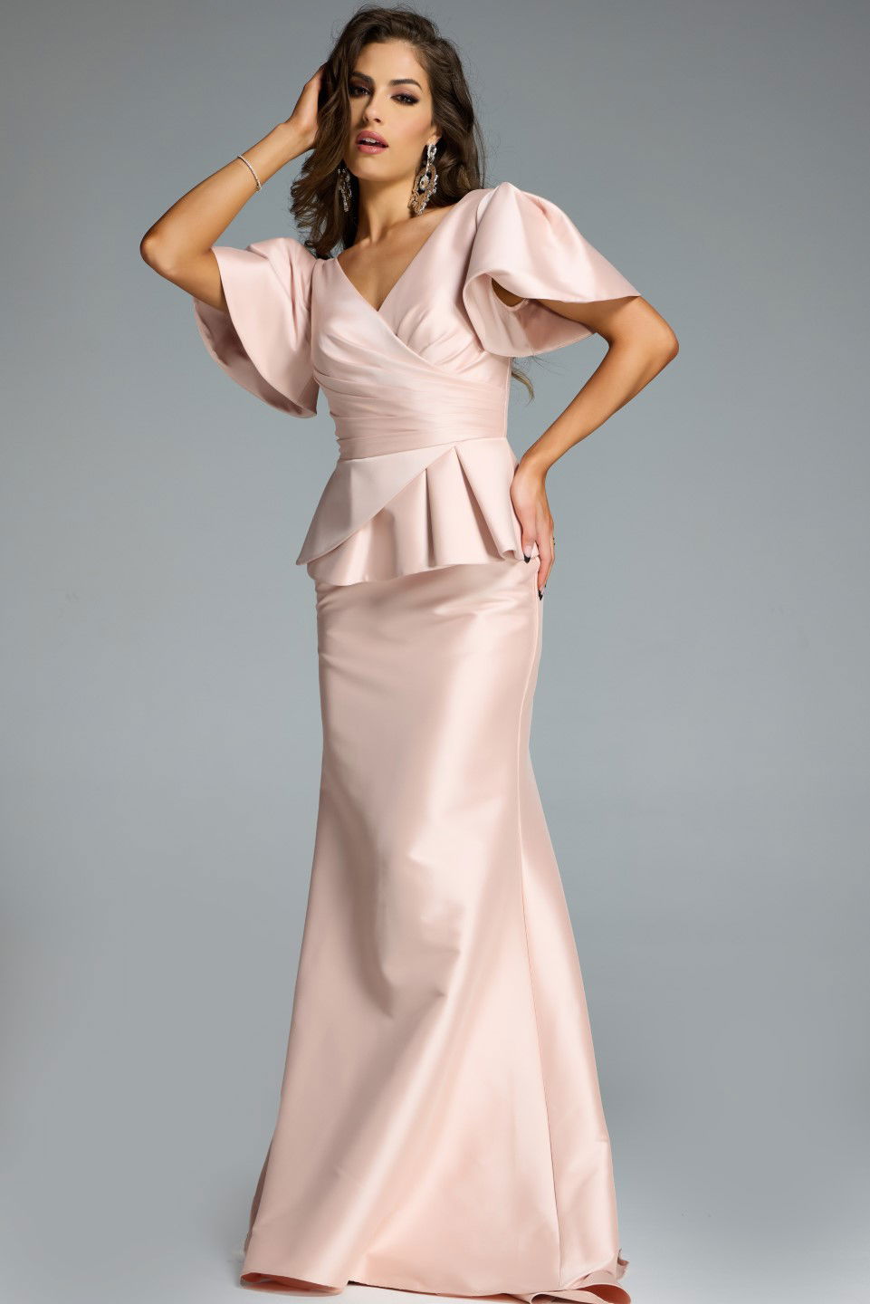Jovani -43805 Flutter Sleeves V-Neck Mermaid Gown