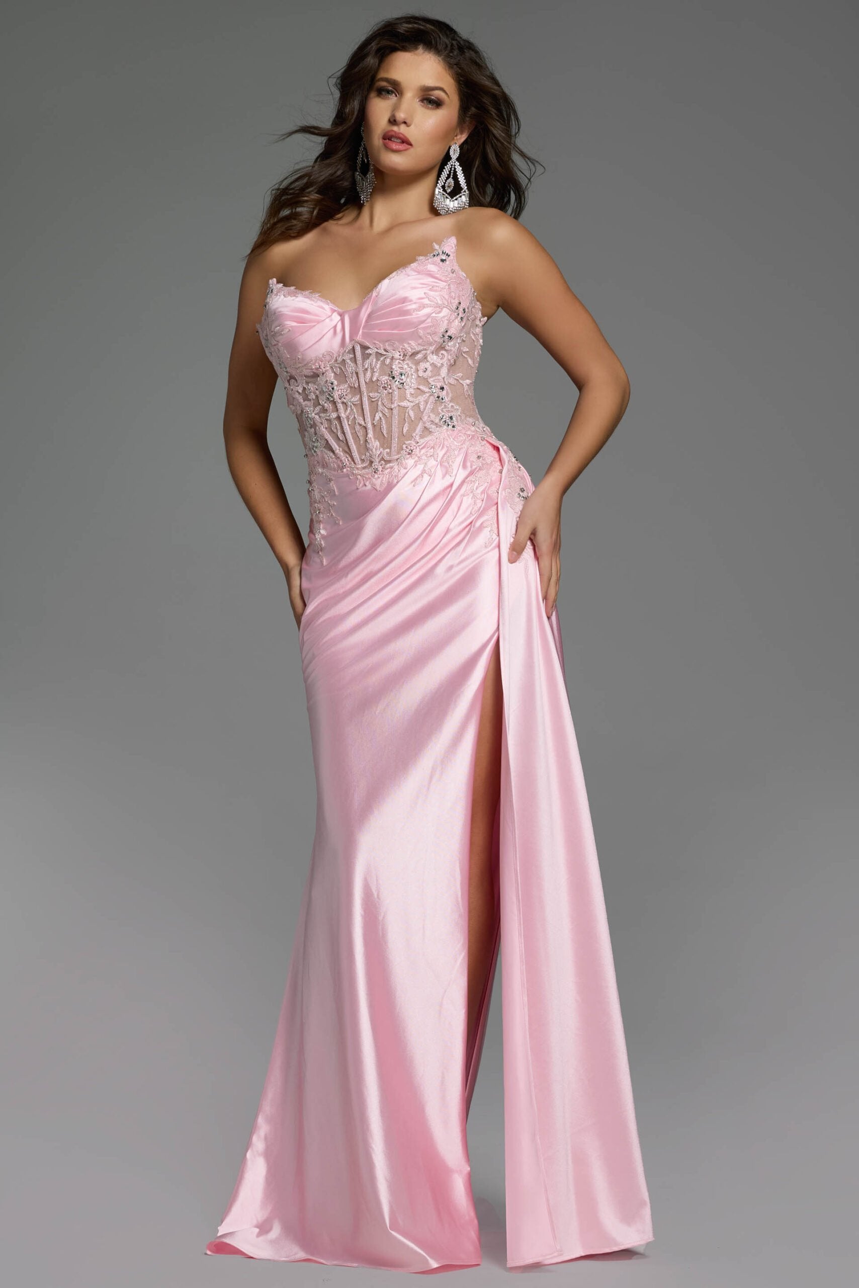 Jovani -43848 Strapless sweetheart neckline with a delicately embroidered bodice