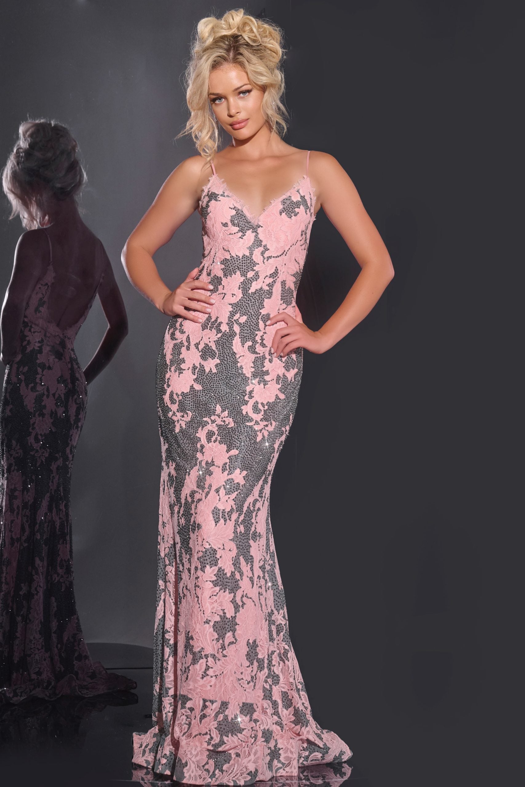 Jovani -44033 Mermaid Prom Gown with Spaghetti Straps