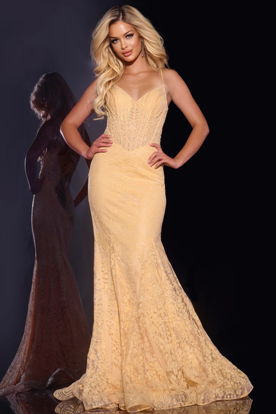 Jovani -44142 Sleeveless Mermaid Prom Gown with Sheer Beaded Bodice