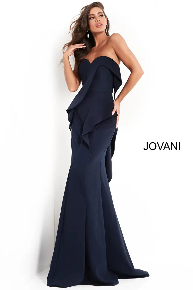 Jovani -4466 Strapless Sweetheart Neck Sheath Evening Dress