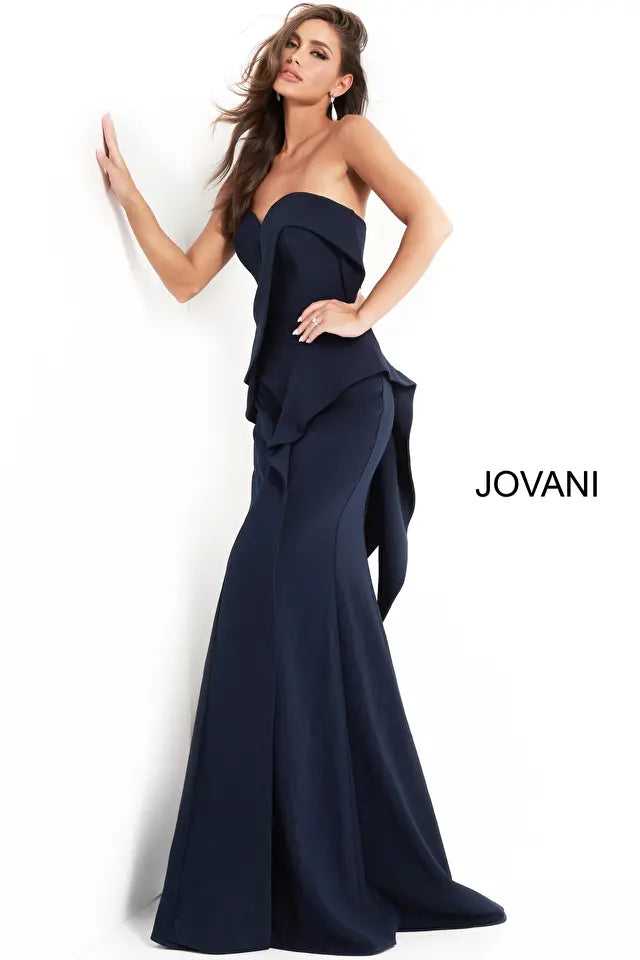 Jovani -4466 Strapless Sweetheart Neck Sheath Evening Dress