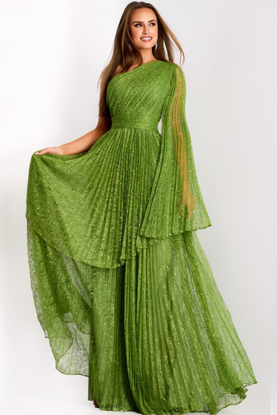 Jovani -44687B One-Shoulder Sheer Long Gown