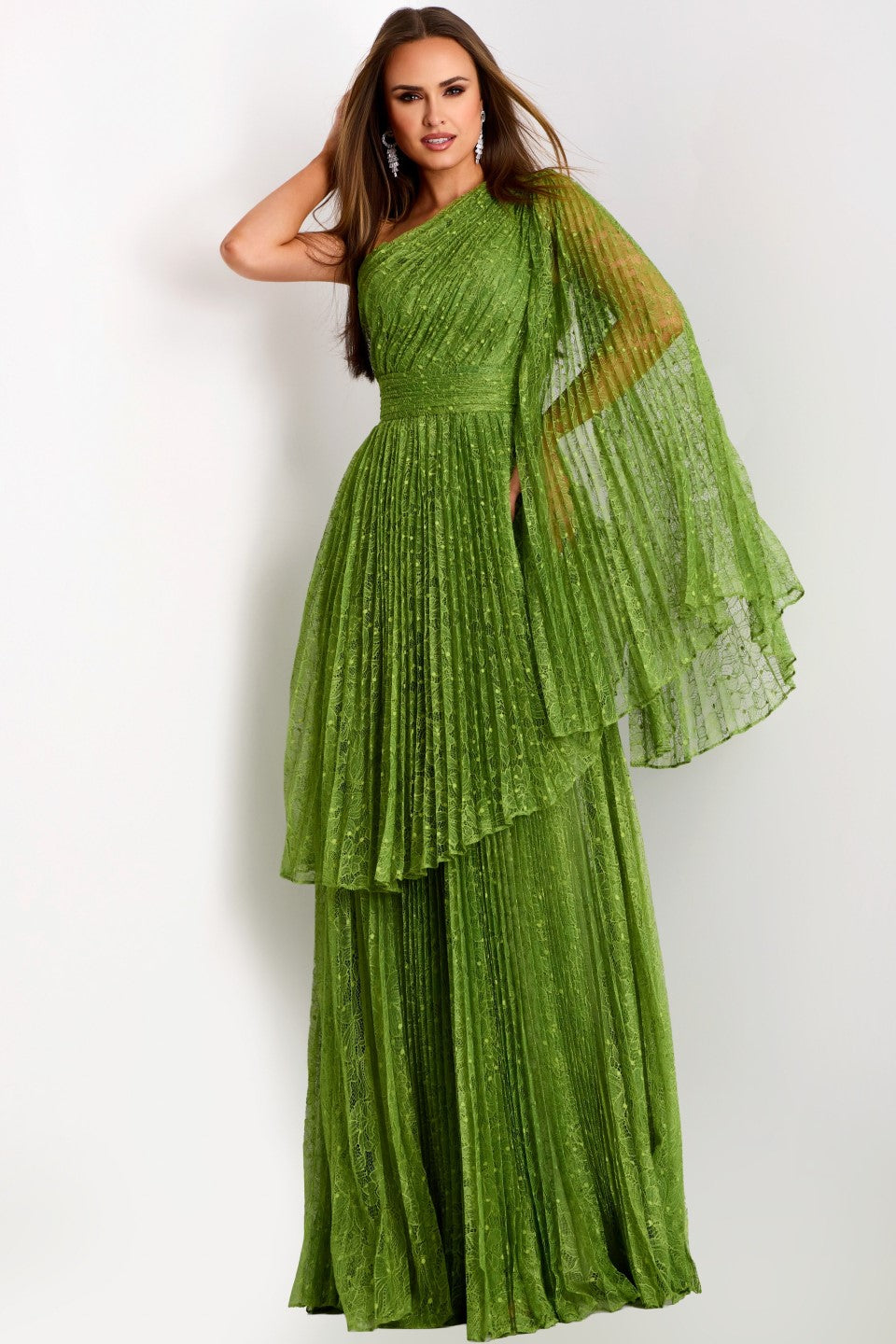 Jovani -44687 One-Shoulder Sheer Long Gown