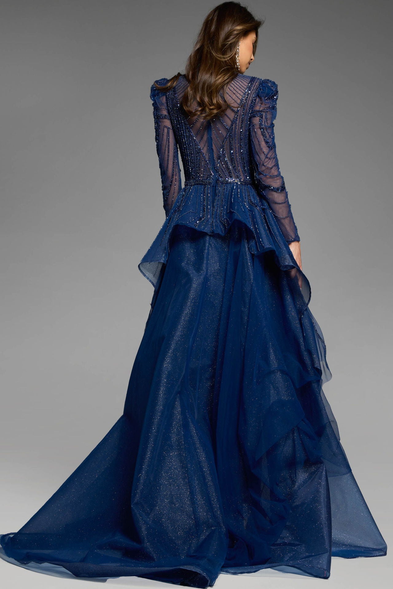Jovani -44841 Beaded Embellished Long Sleeve Gown