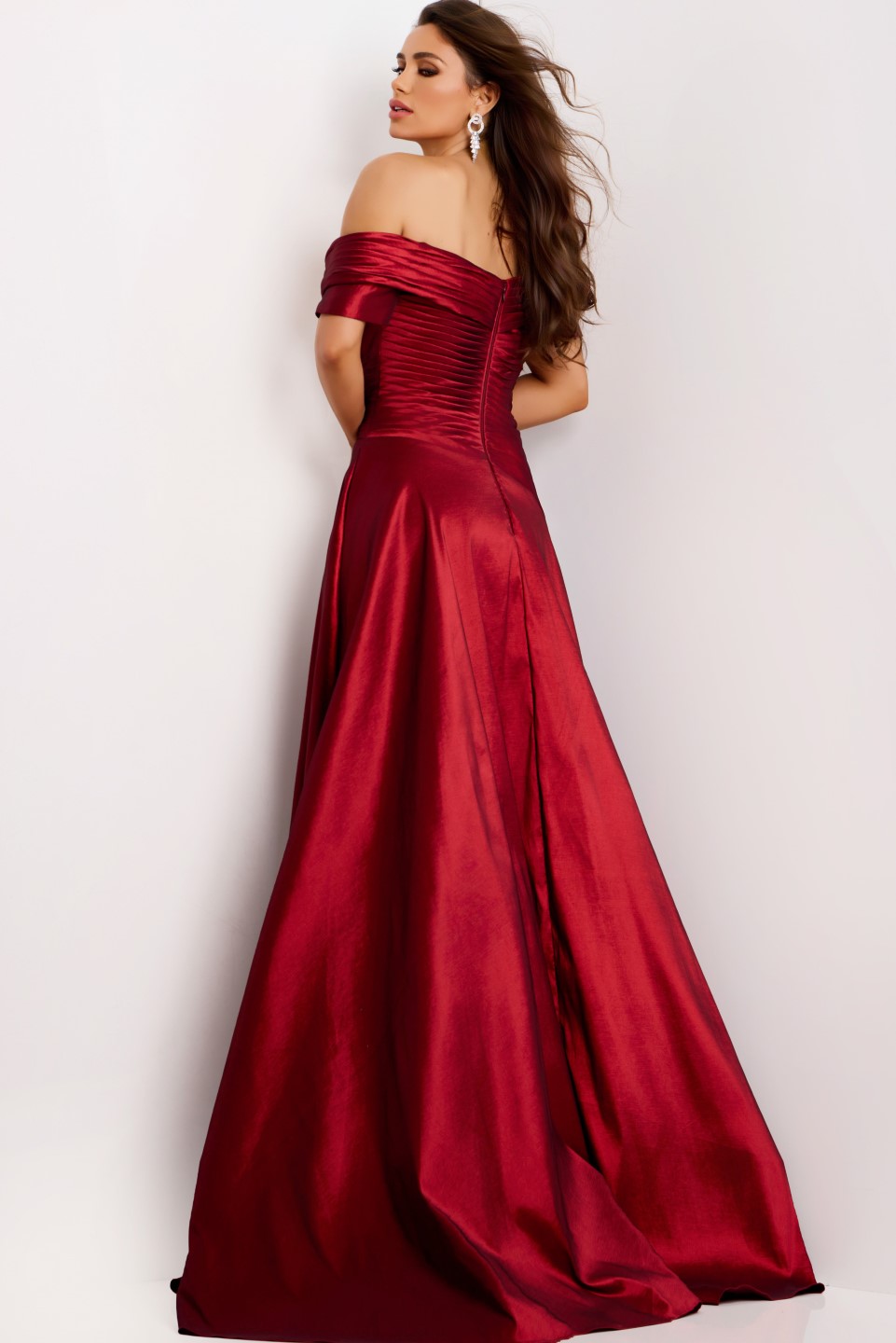 Jovani -45276B Off-the-Shoulder A-Line Gown with Pleated Bodice