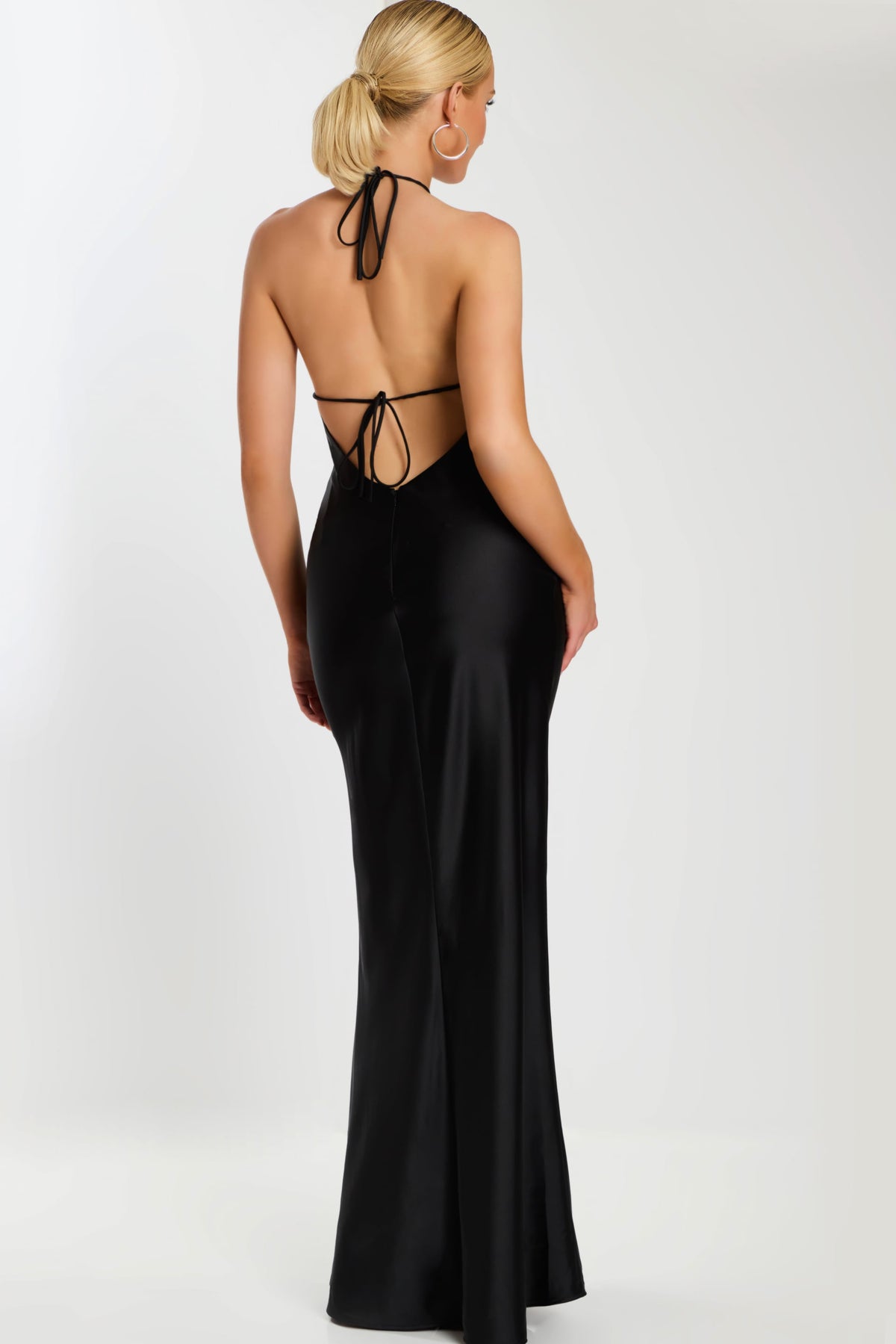 Jovani -45445 Satin Halter Column Gown