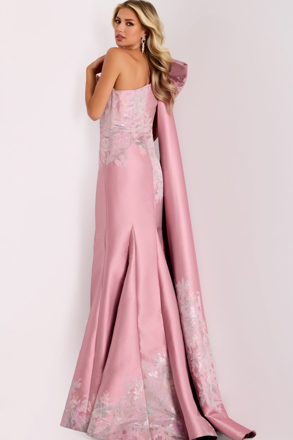Jovani -45615 Asymmetric Gown with Floor-Length Train