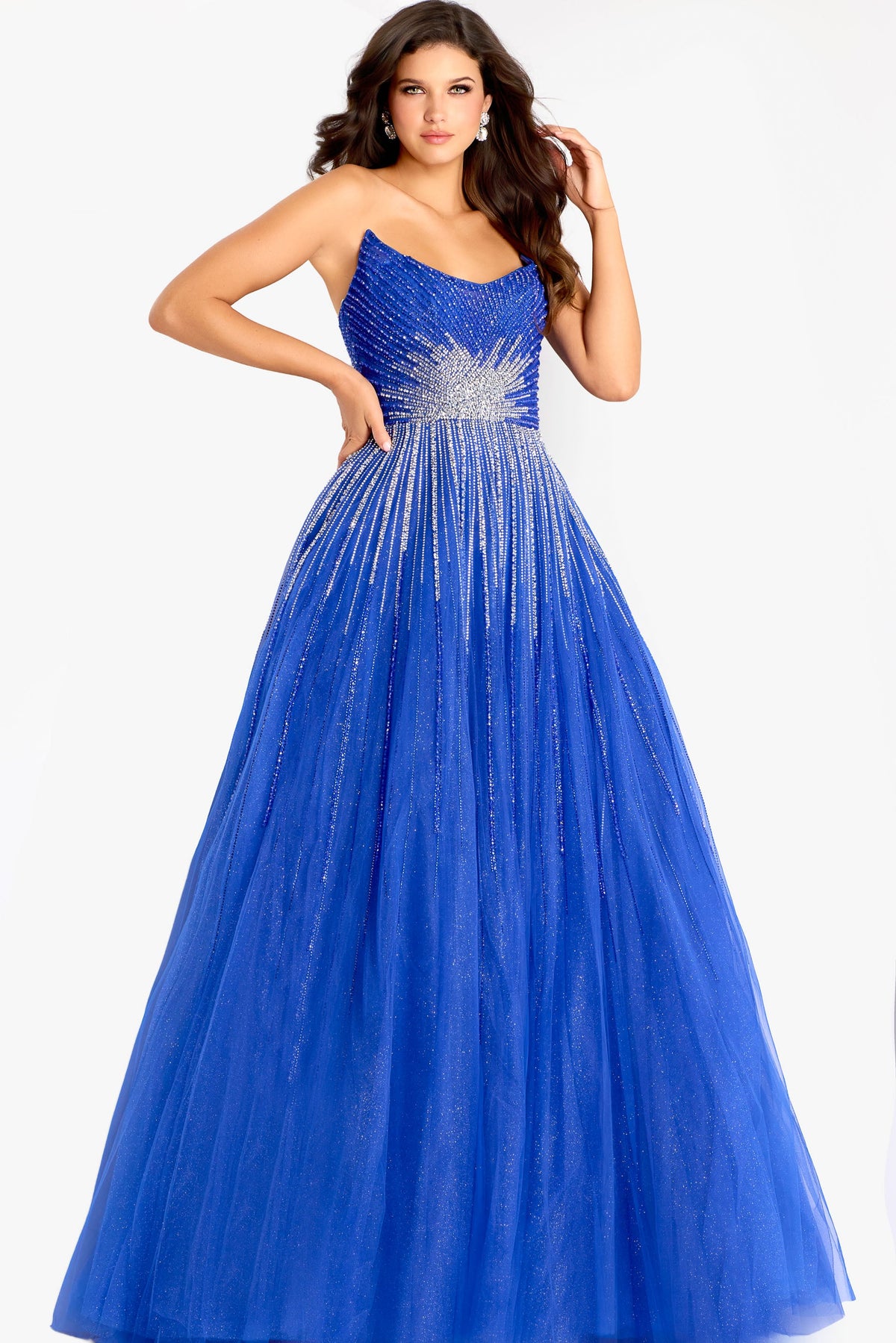 Jovani -45649B Embellishment Strapless Beaded Scoop Ballgown