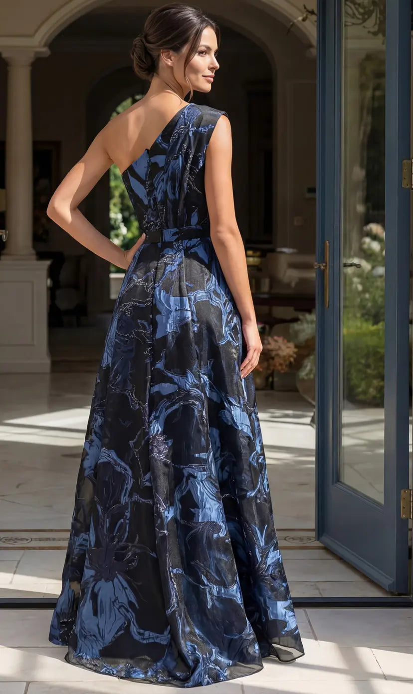 Jovani -46319B Floral Print One Shoulder A Line Gown
