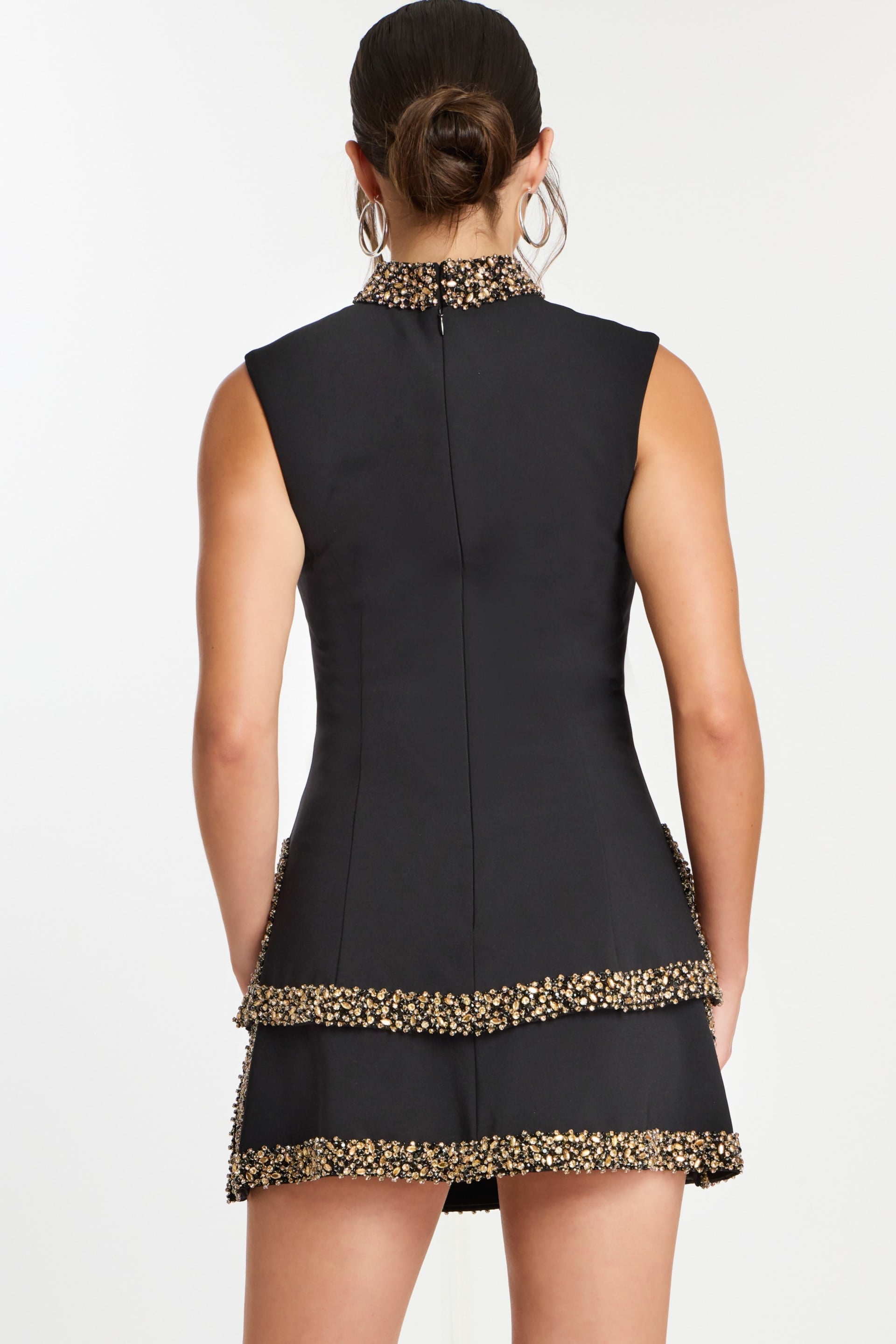Jovani -46992 Beaded High Neck Sheath Short Dress