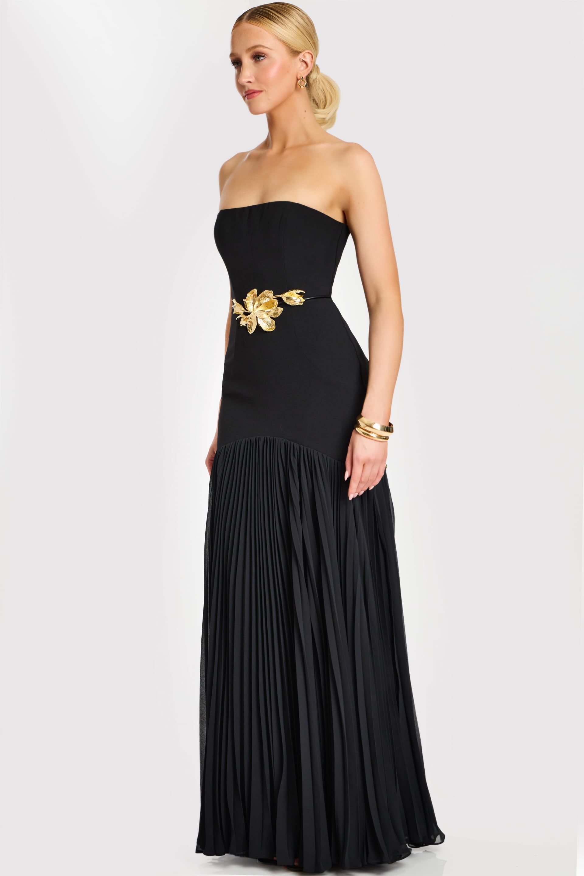 Jovani -47000 Satin Strapless A-line Chiffon Gown