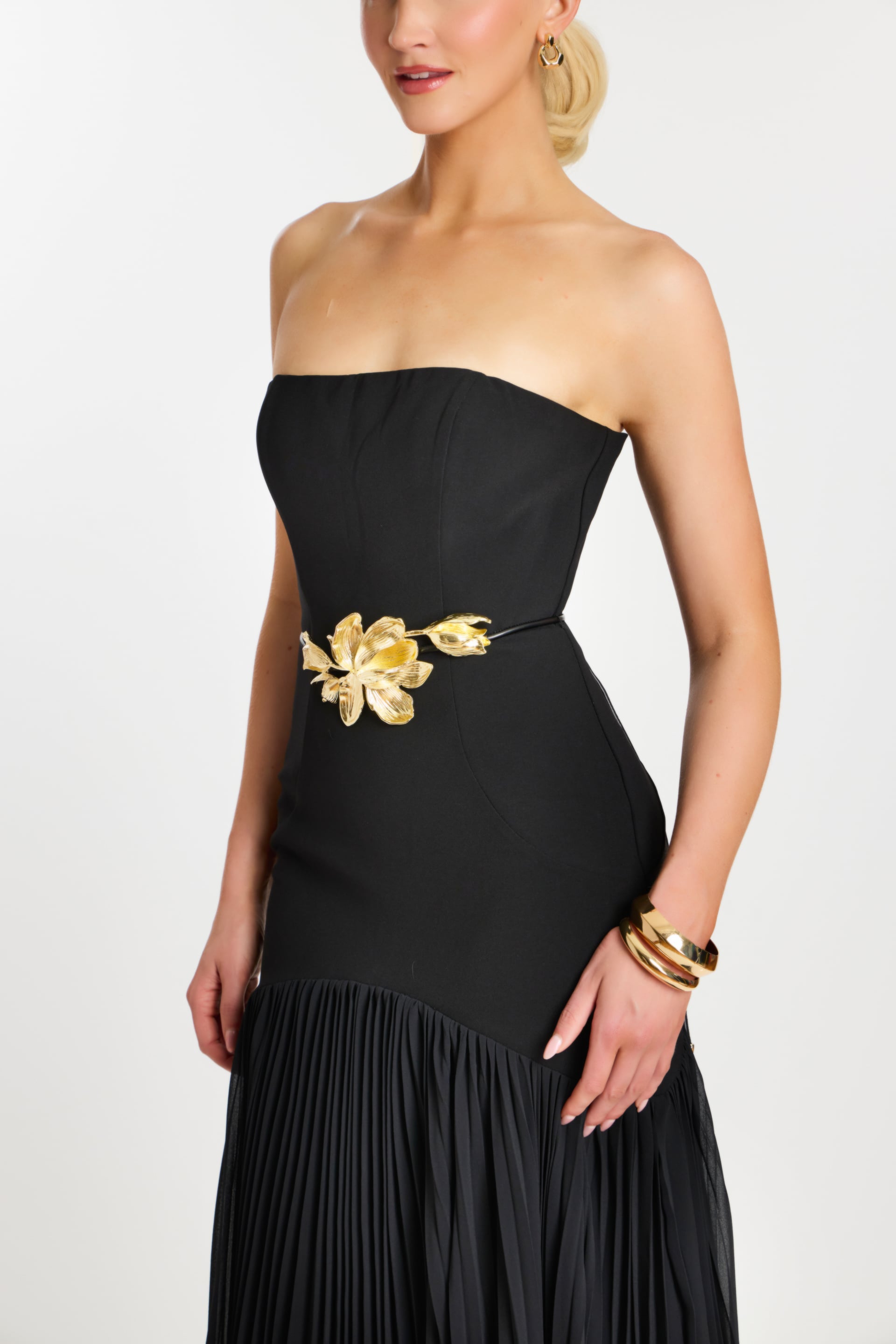 Jovani -47000 Satin Strapless A-line Chiffon Gown