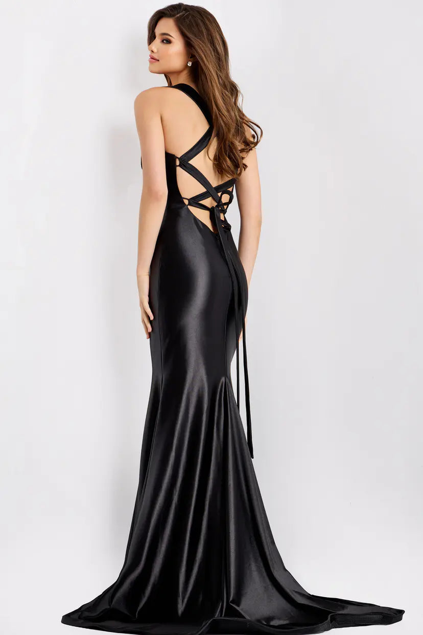 Jovani -47061 Beaded Sweetheart Satin Fitted Gown