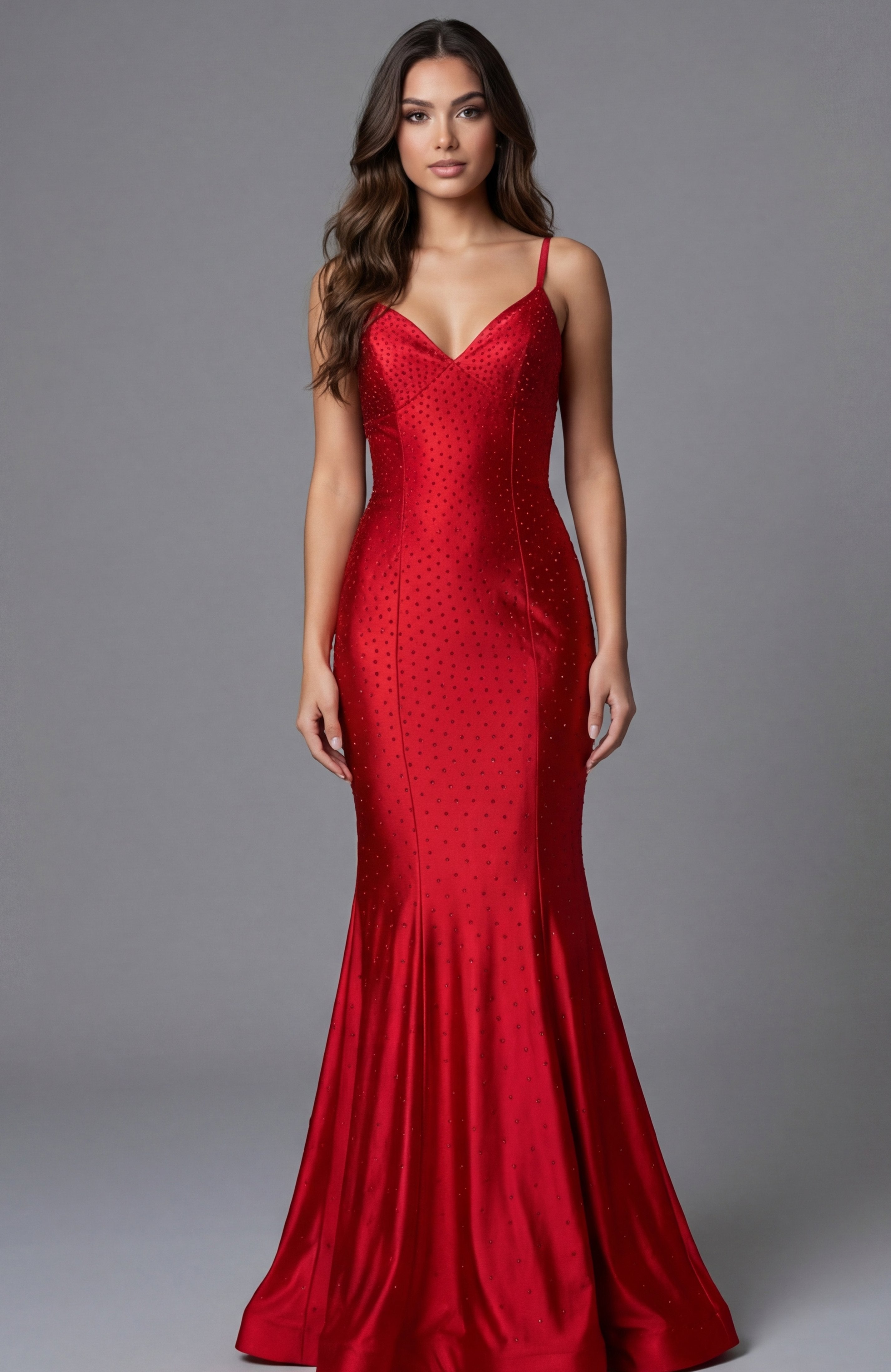 Jovani -47151 Beaded Deep V-Neck Sheath Evening Gown