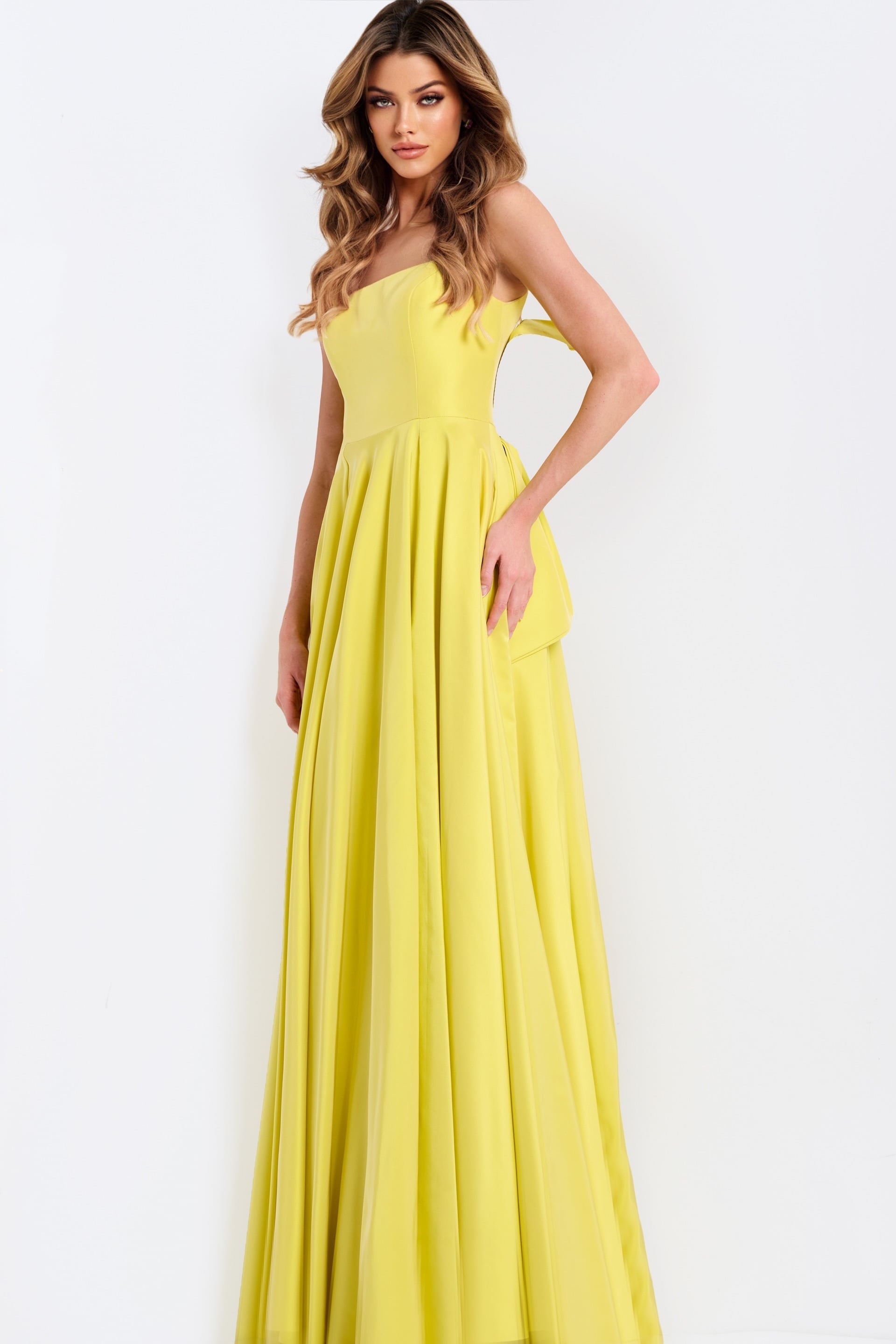 Jovani -47496 Scoop Satin A-Line Prom Gown